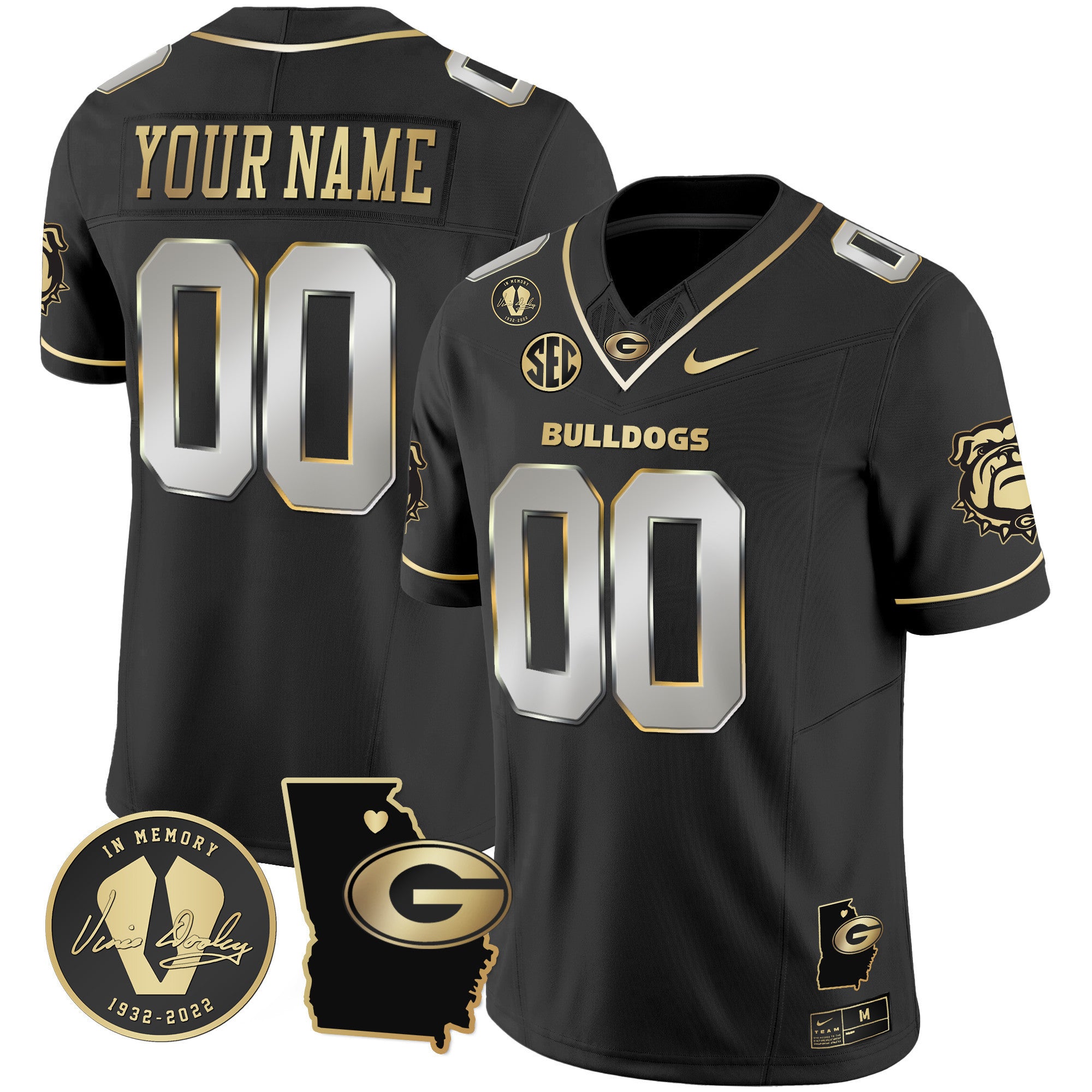 Custom Name/Gender Georgia Bulldogs 2024 Vapor Jersey V4 - Georgia Map - All Stitched
