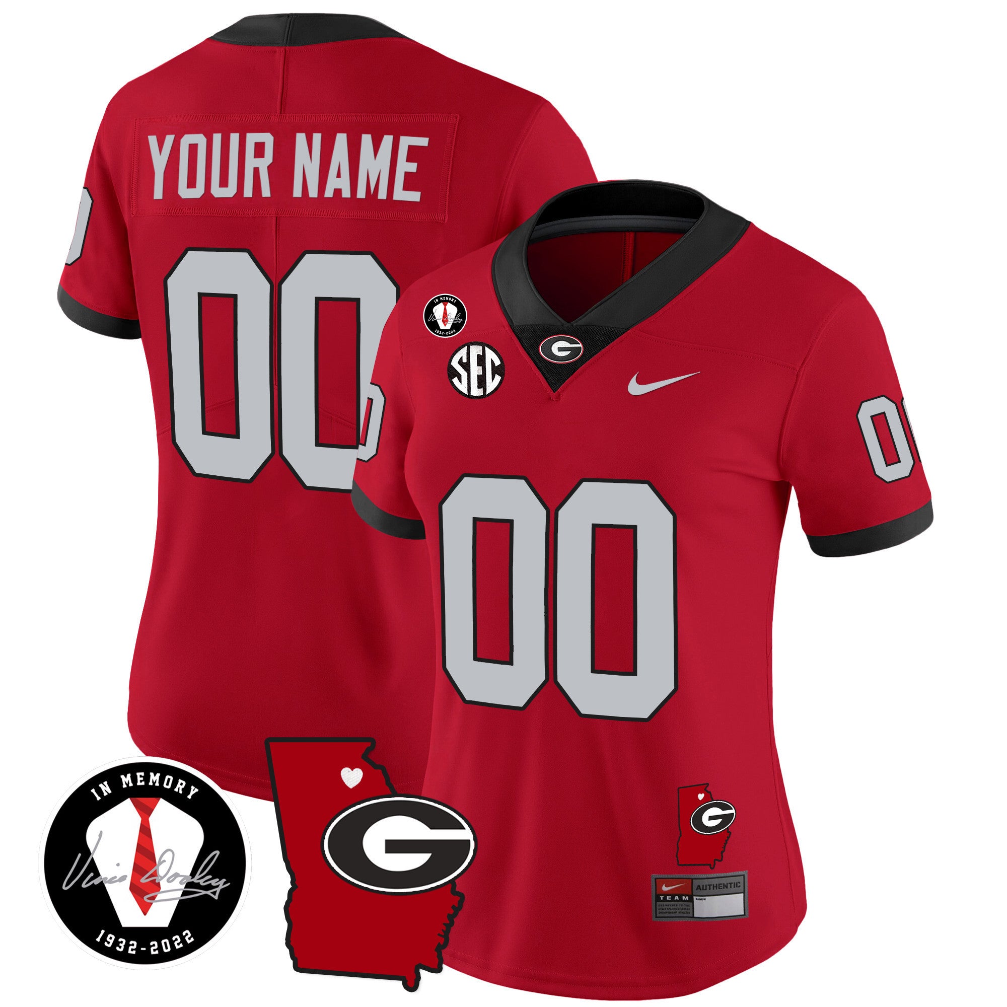 Custom Name/Gender Georgia Bulldogs 2024 Vapor Jersey V4 - Georgia Map - All Stitched