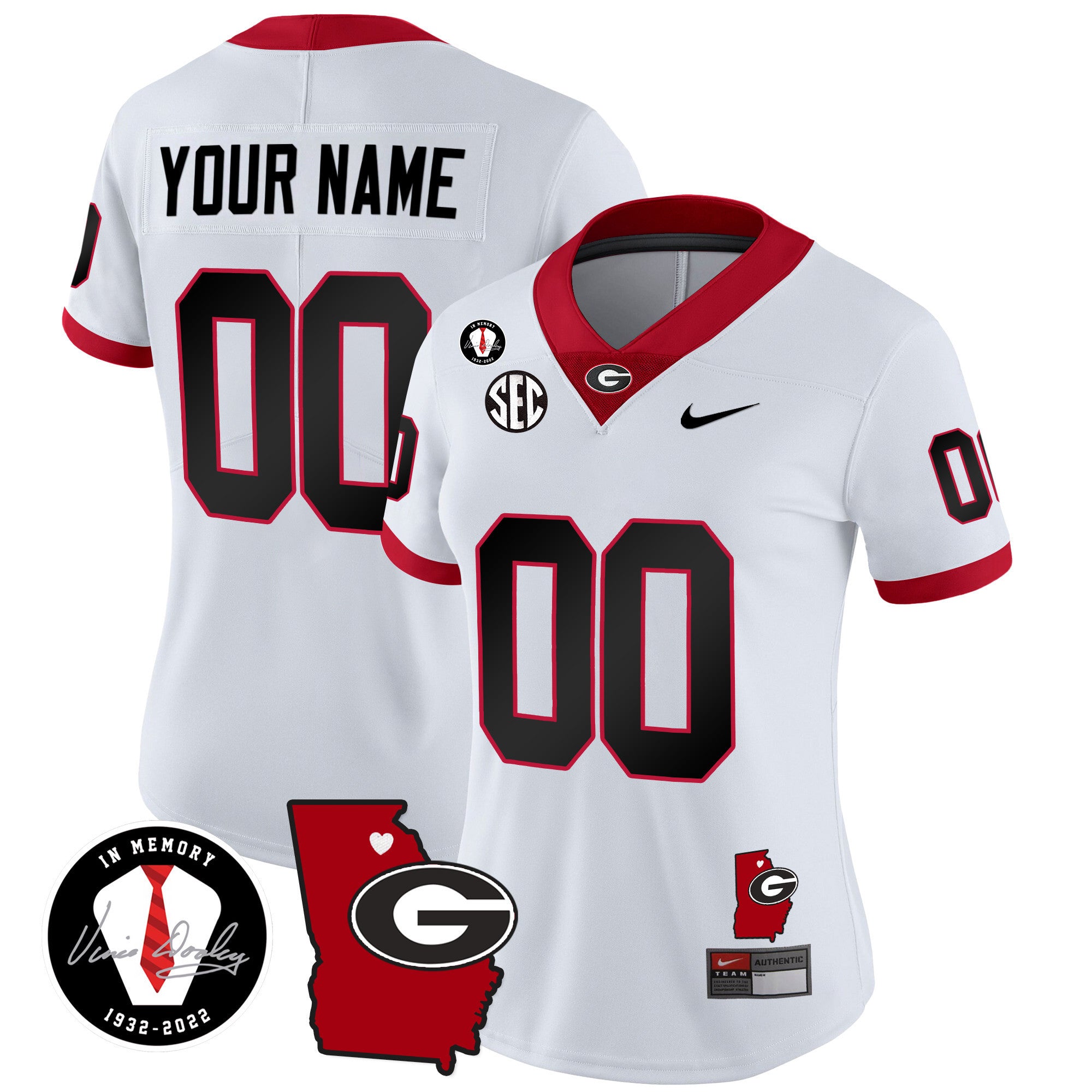 Custom Name/Gender Georgia Bulldogs 2024 Vapor Jersey V4 - Georgia Map - All Stitched