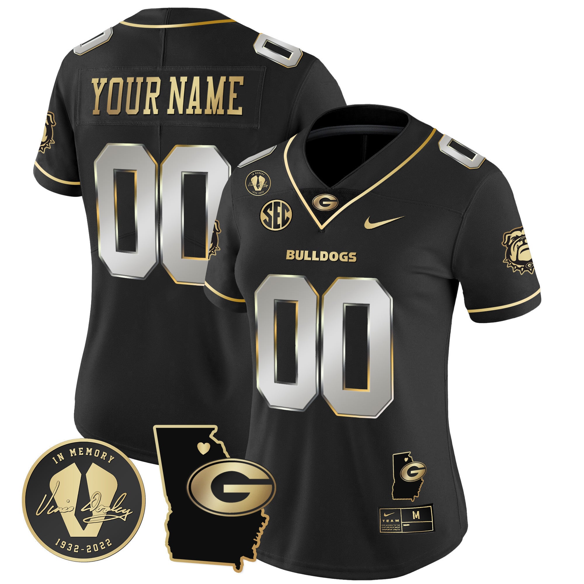 Custom Name/Gender Georgia Bulldogs 2024 Vapor Jersey V4 - Georgia Map - All Stitched