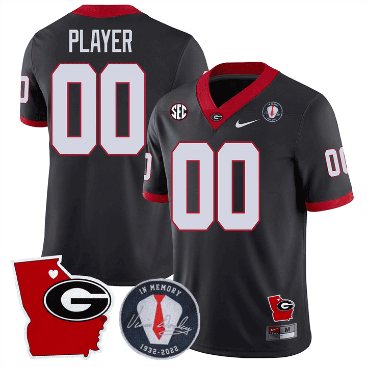 Custom Name/Gender Georgia Bulldogs 2024 Vince Dooley Patch & Georgia State Map Jersey - All Stitched