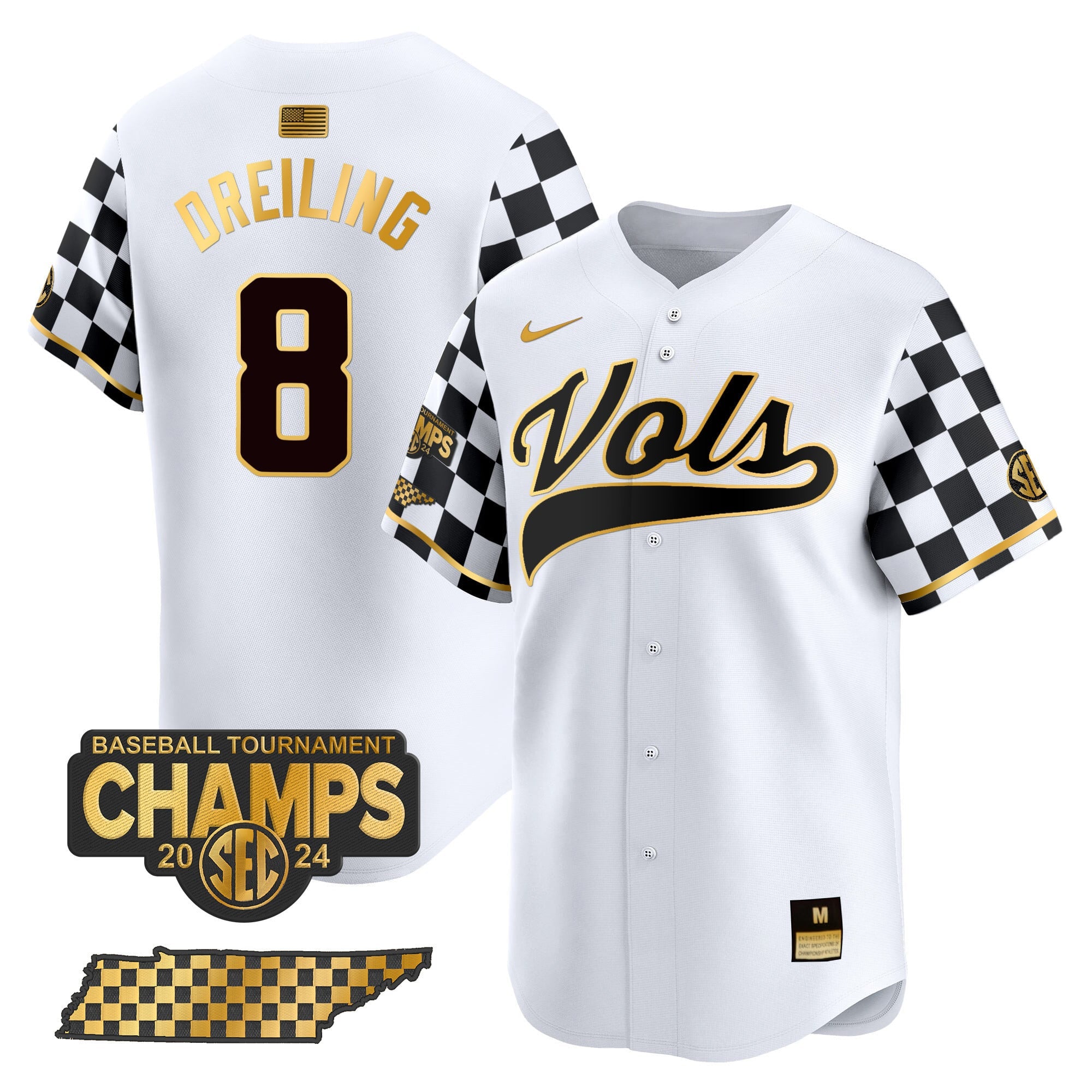 Men's Tennessee Volunteers Checkerboard 2024 Tournament Champions Vapor Premier Limited Jersey - All Stitched