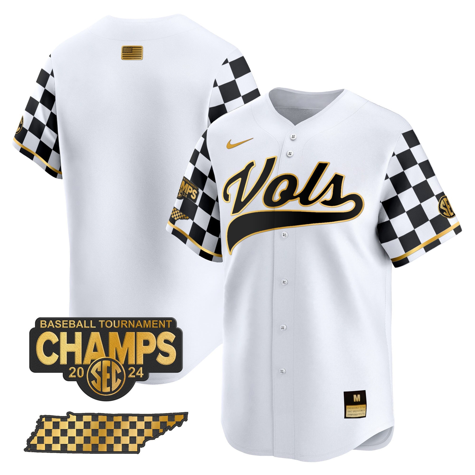 Men's Tennessee Volunteers Checkerboard 2024 Tournament Champions Vapor Premier Limited Jersey - All Stitched