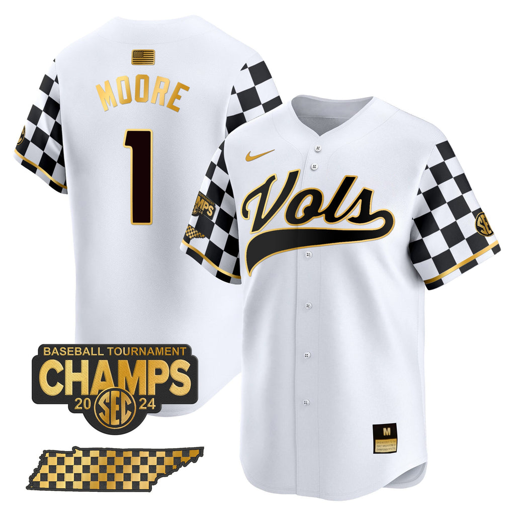 Men's Tennessee Volunteers Checkerboard 2024 Tournament Champions Vapor Premier Limited Jersey - All Stitched