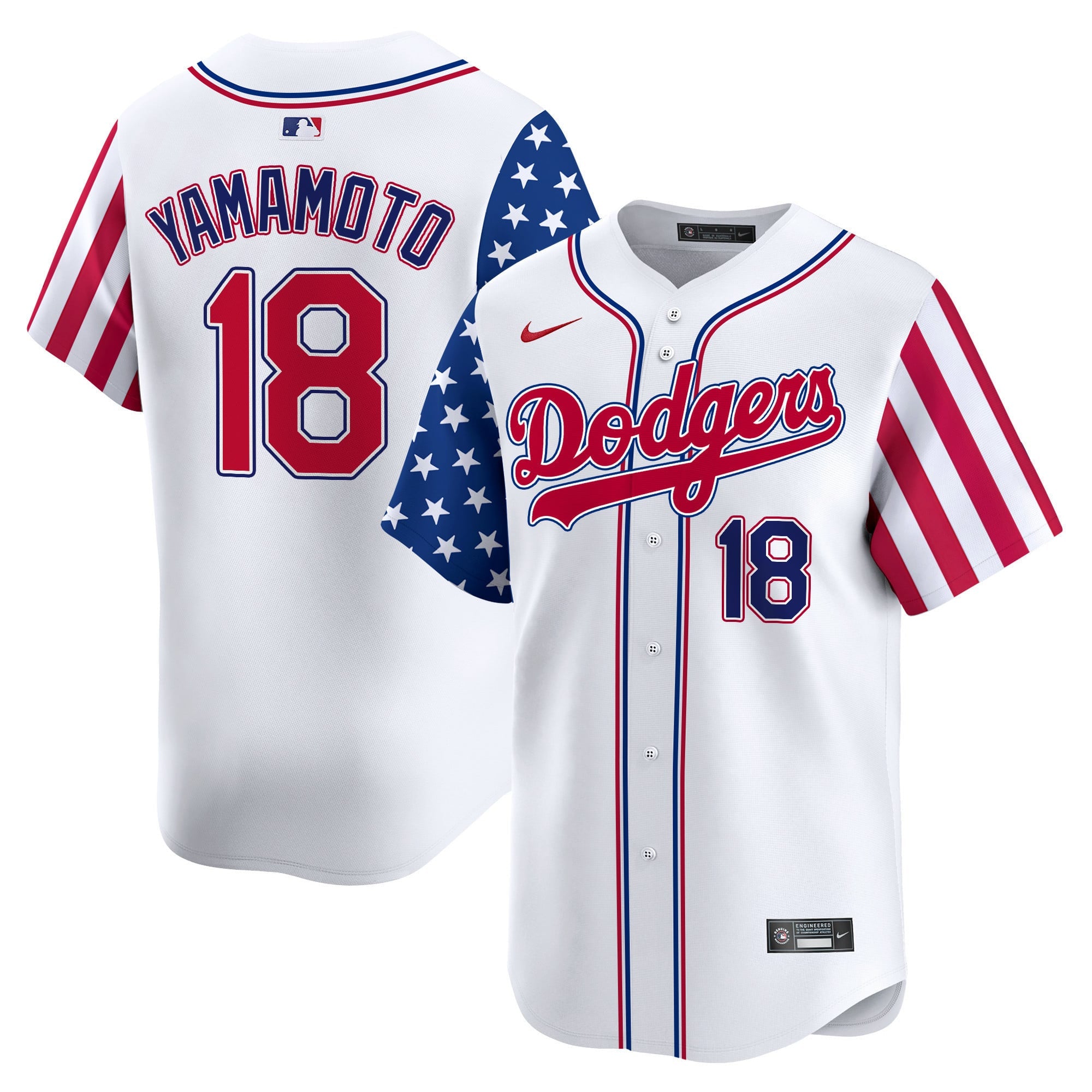 Dodgers White 2024 Independence Day Vapor Premier Limited Jersey V2 - All Stitched