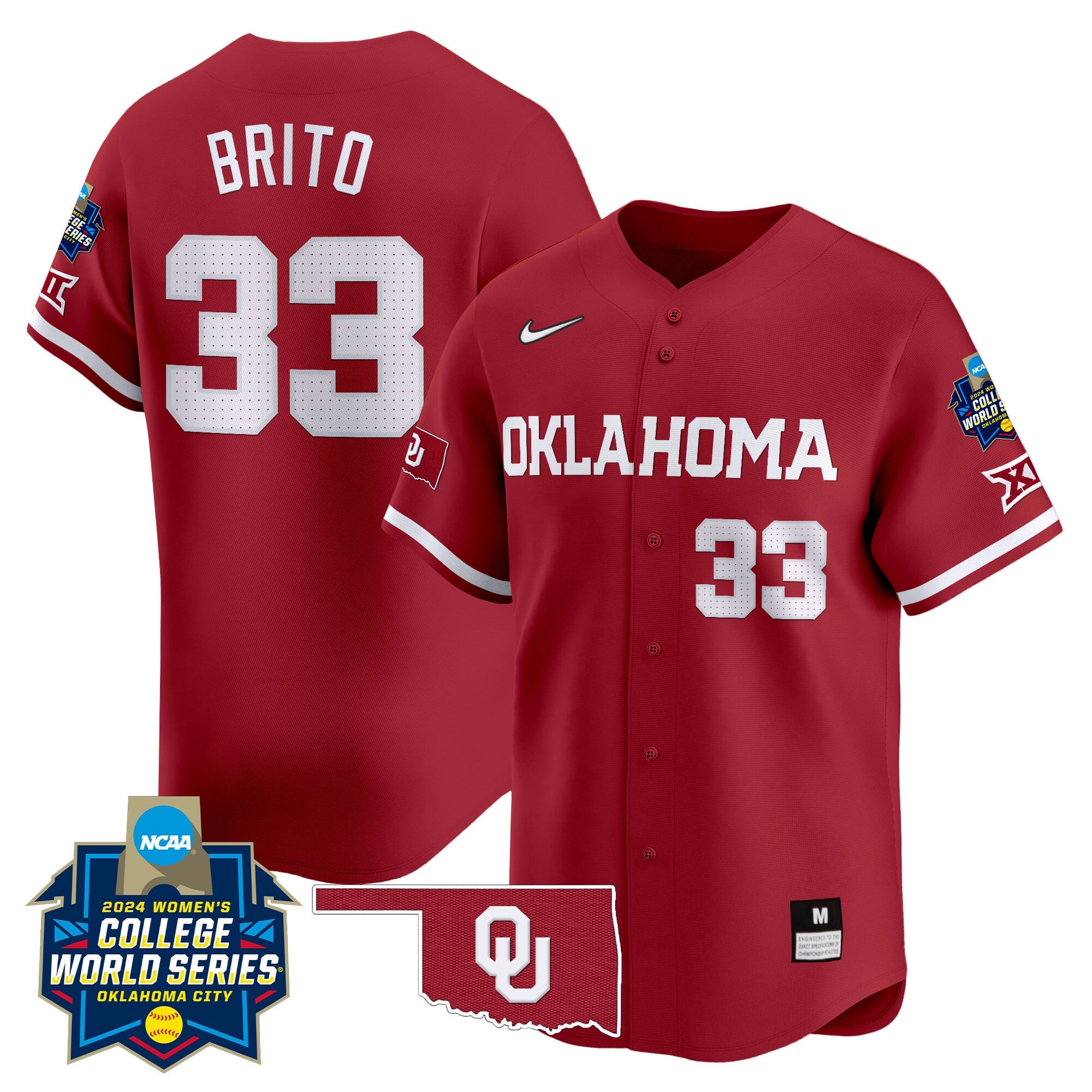 Men's size - Oklahoma Women's College World Series Champions Vapor Premier Limited Jersey - All Stitched