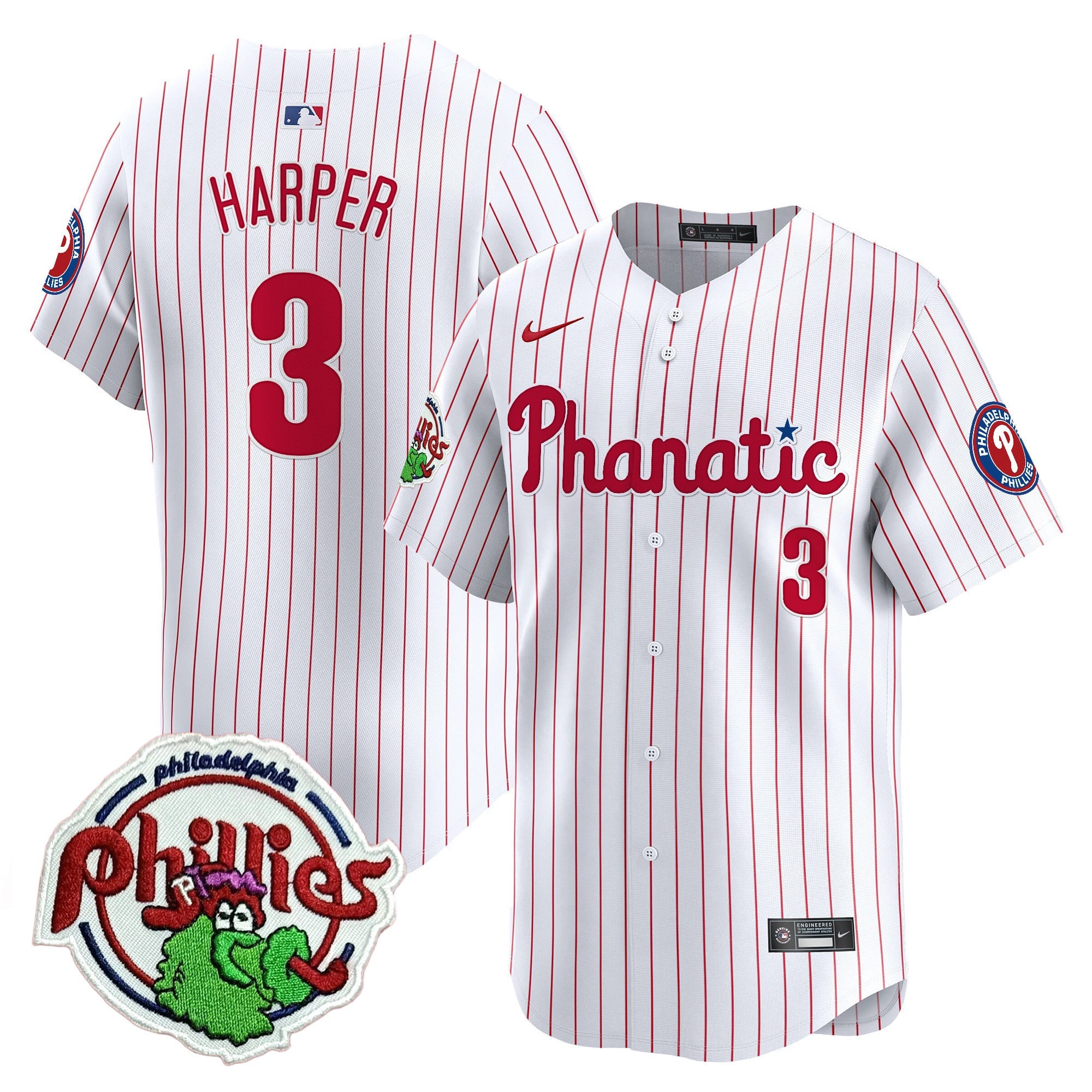 Men's Phillies Phanatic Patch Vapor Premier Limited Jersey - All Stitched