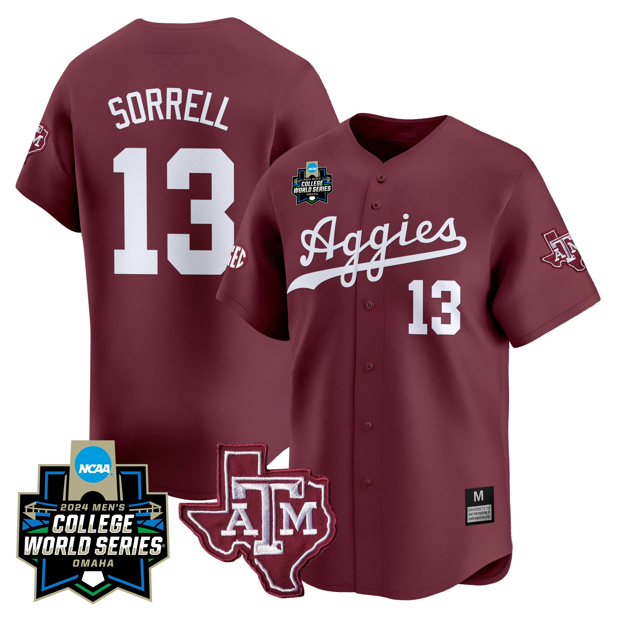 Men's Texas A&M Aggies 2024 College World Series Vapor Premier Limited Jersey - All Stitched