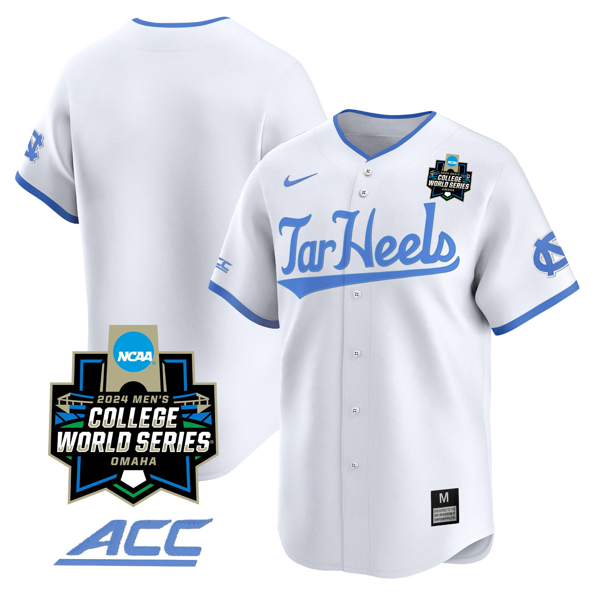 Men's North Carolina Tar Heels 2024 College World Series Vapor Premier Limited Jersey - All Stitched