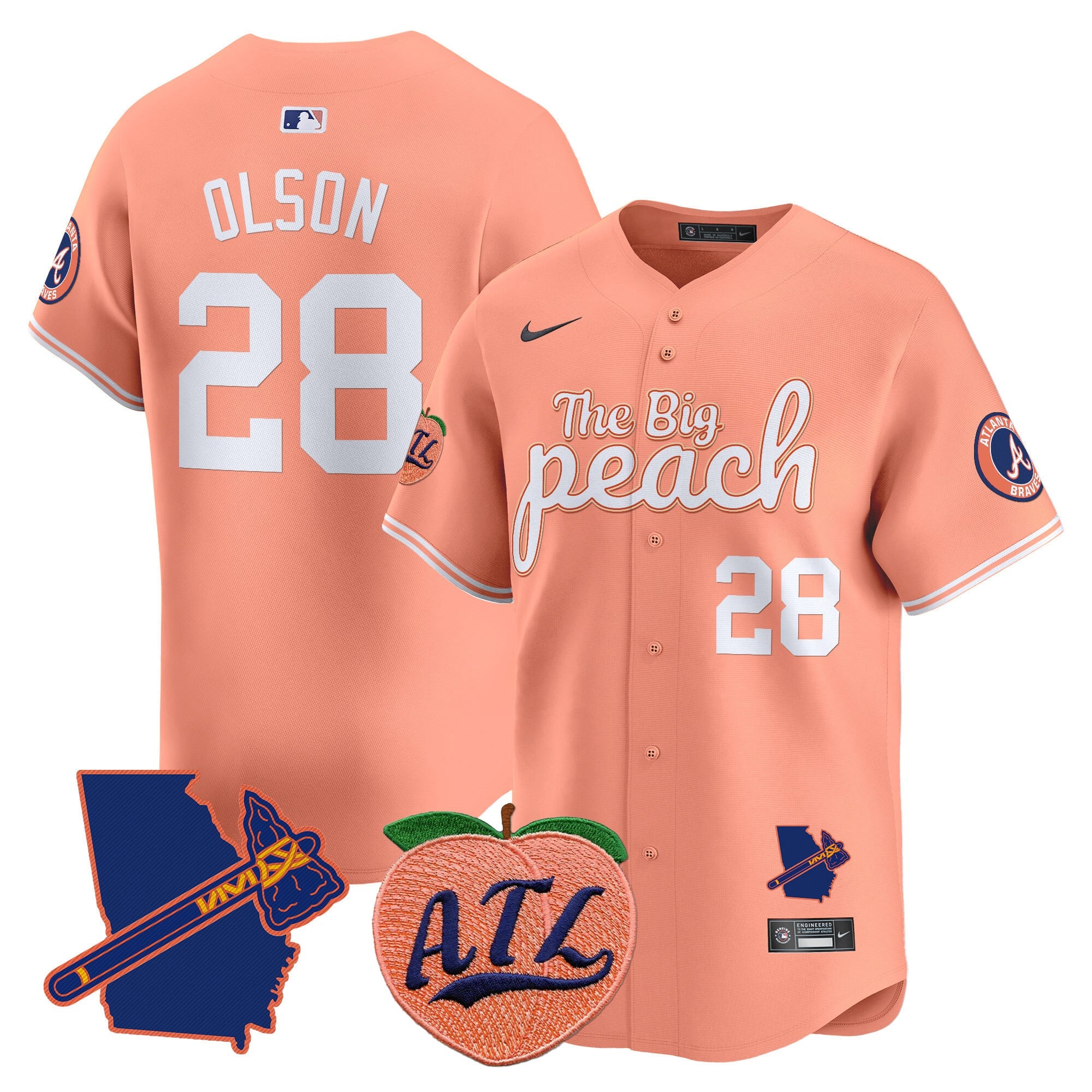 Men's Atlanta Braves The Big Peach Vapor Premier Limited Jersey - All Stitched