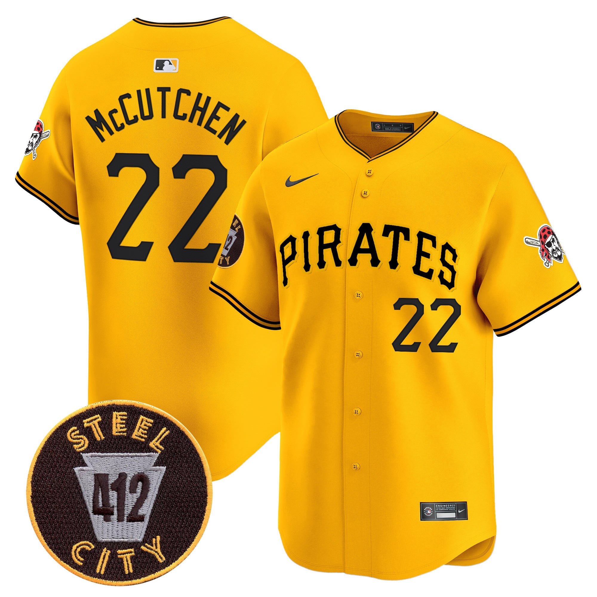 Men's Pittsburgh Pirates 412 Patch Vapor Premier Limited Jersey V3 - All Stitched