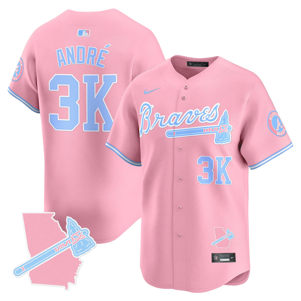 Men's Atlanta Braves Bubblegum Pink Vapor Premier Limited Jersey - All Stitched