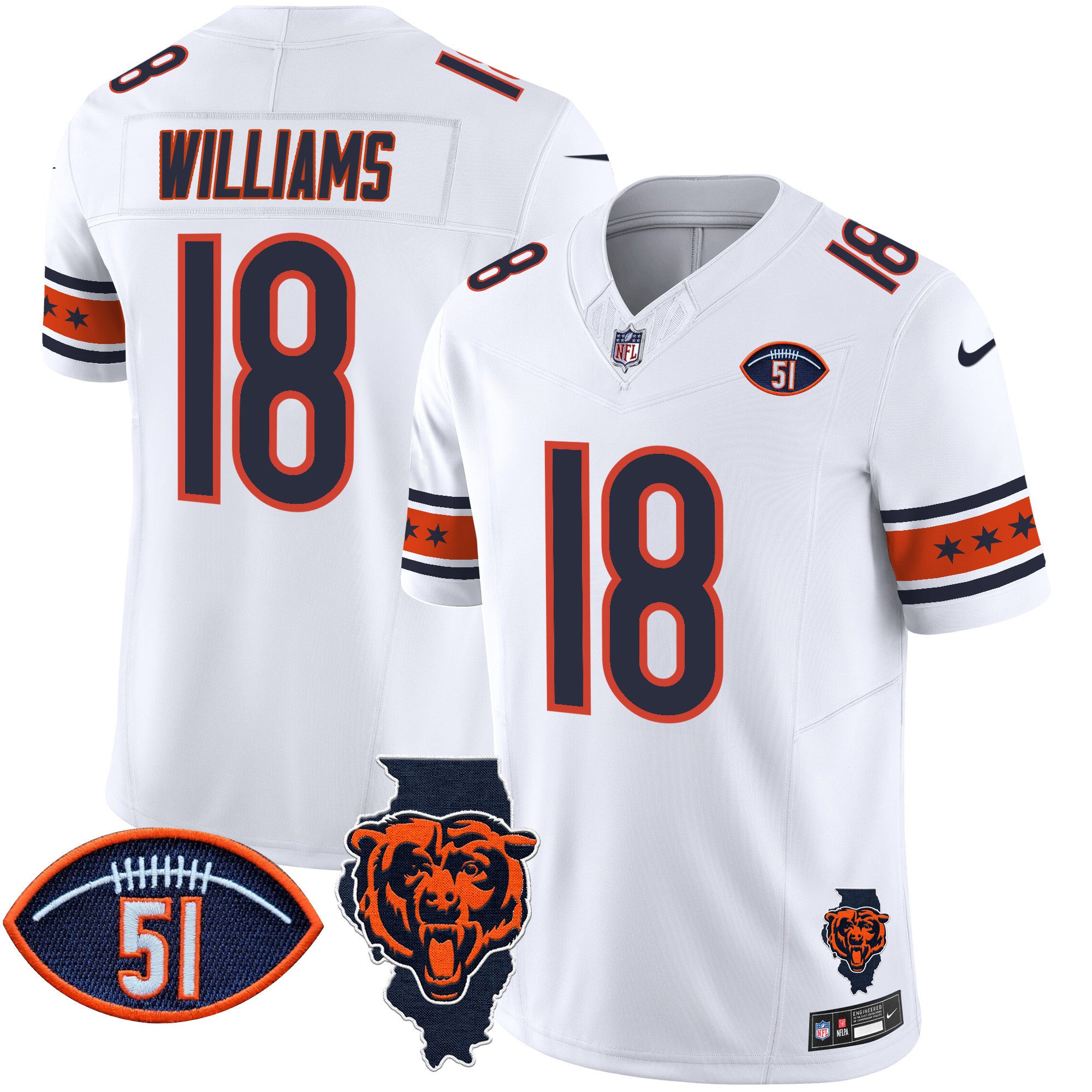 Men's Bears Illinois & Dick Butkus Patch Vapor Limited Jersey - All Stitched