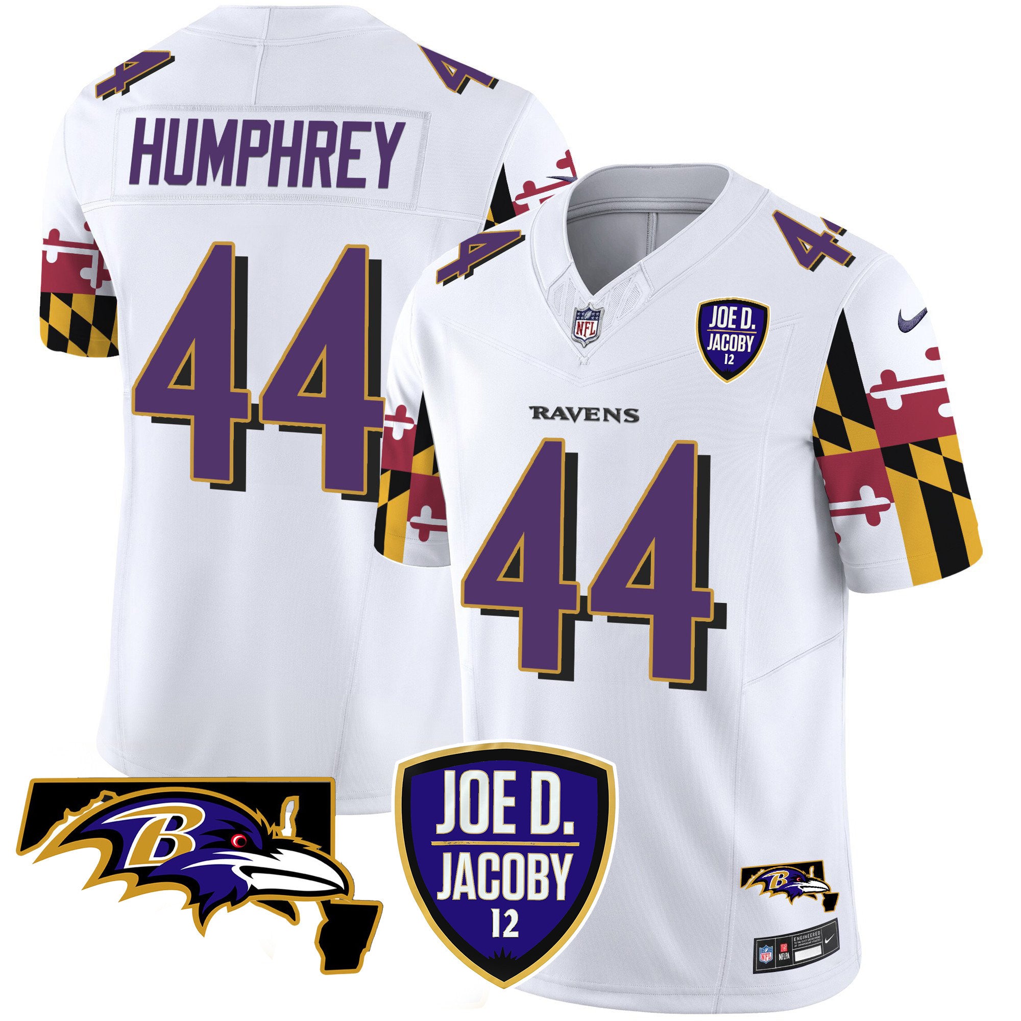 Men's Ravens Joe D & Jacoby Patch Vapor Limited Jersey V2 - All Stitched