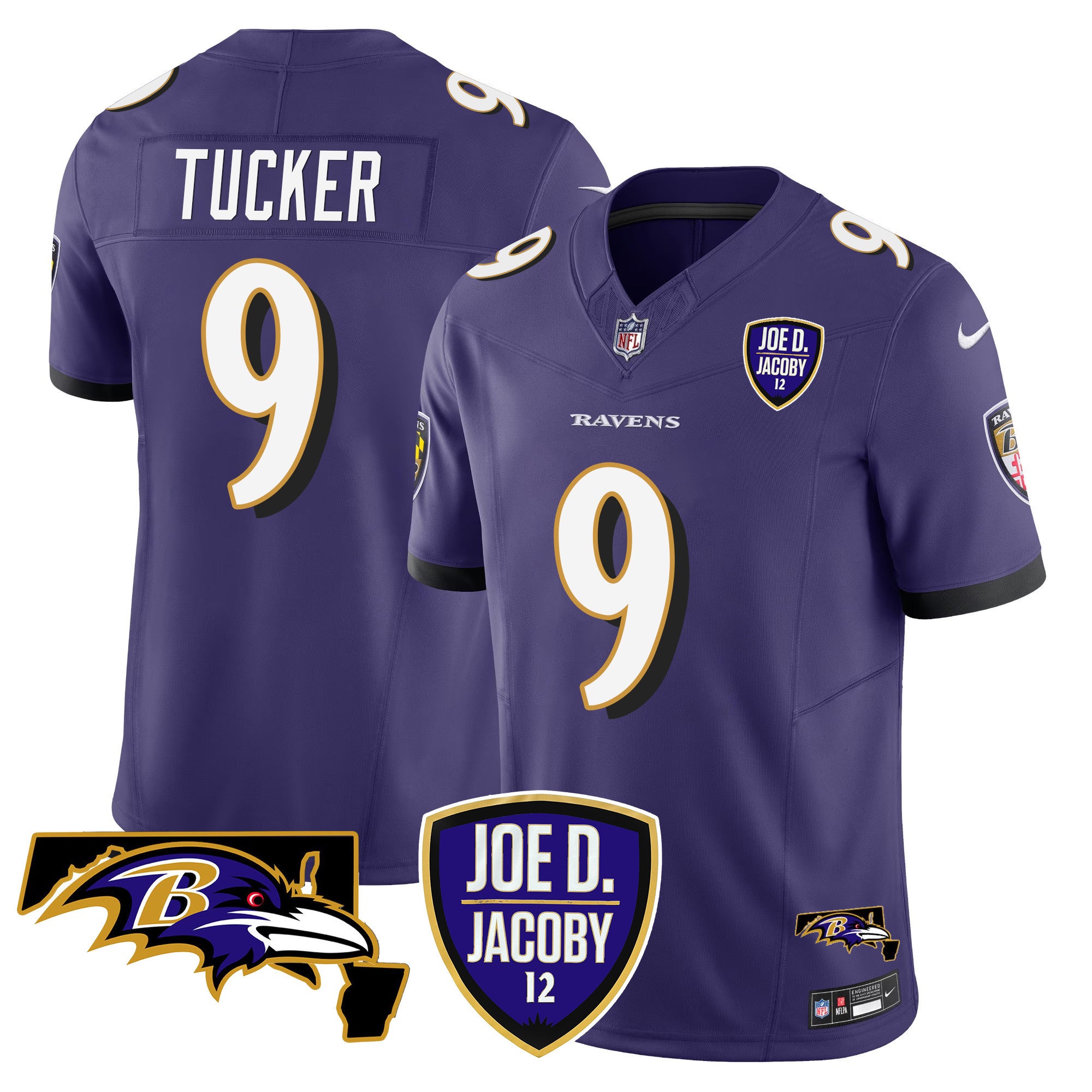 Men's Ravens Joe D & Jacoby Patch Vapor Limited Jersey - All Stitched