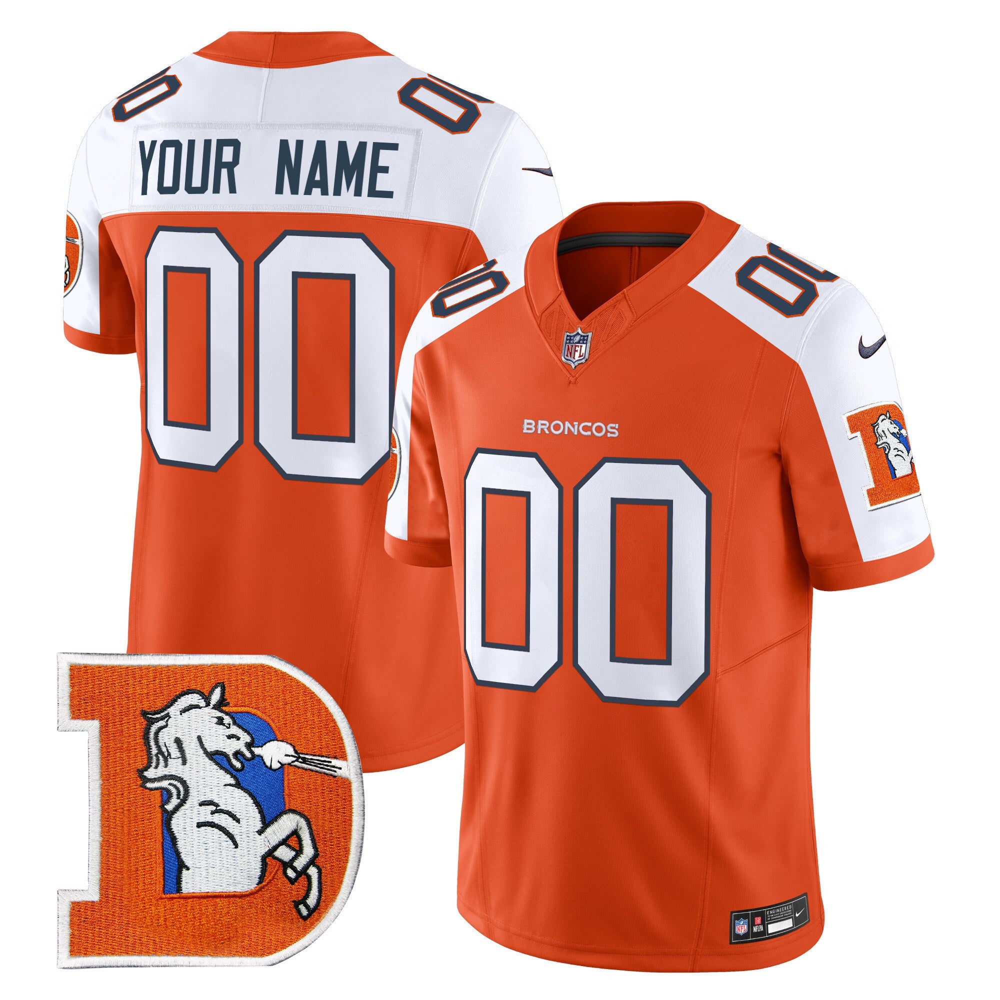 Custom Denver Broncos Throwback Vapor Limited Jersey V2 - All Stitched