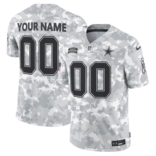 Arctic Camo Dallas Cowboys 2024 Salute to Service Custom Jersey - All Stitched - All Stitched