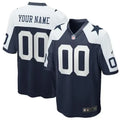 Custom Dallas Cowboys Alternate White/ Navy Jersey – All Stitched