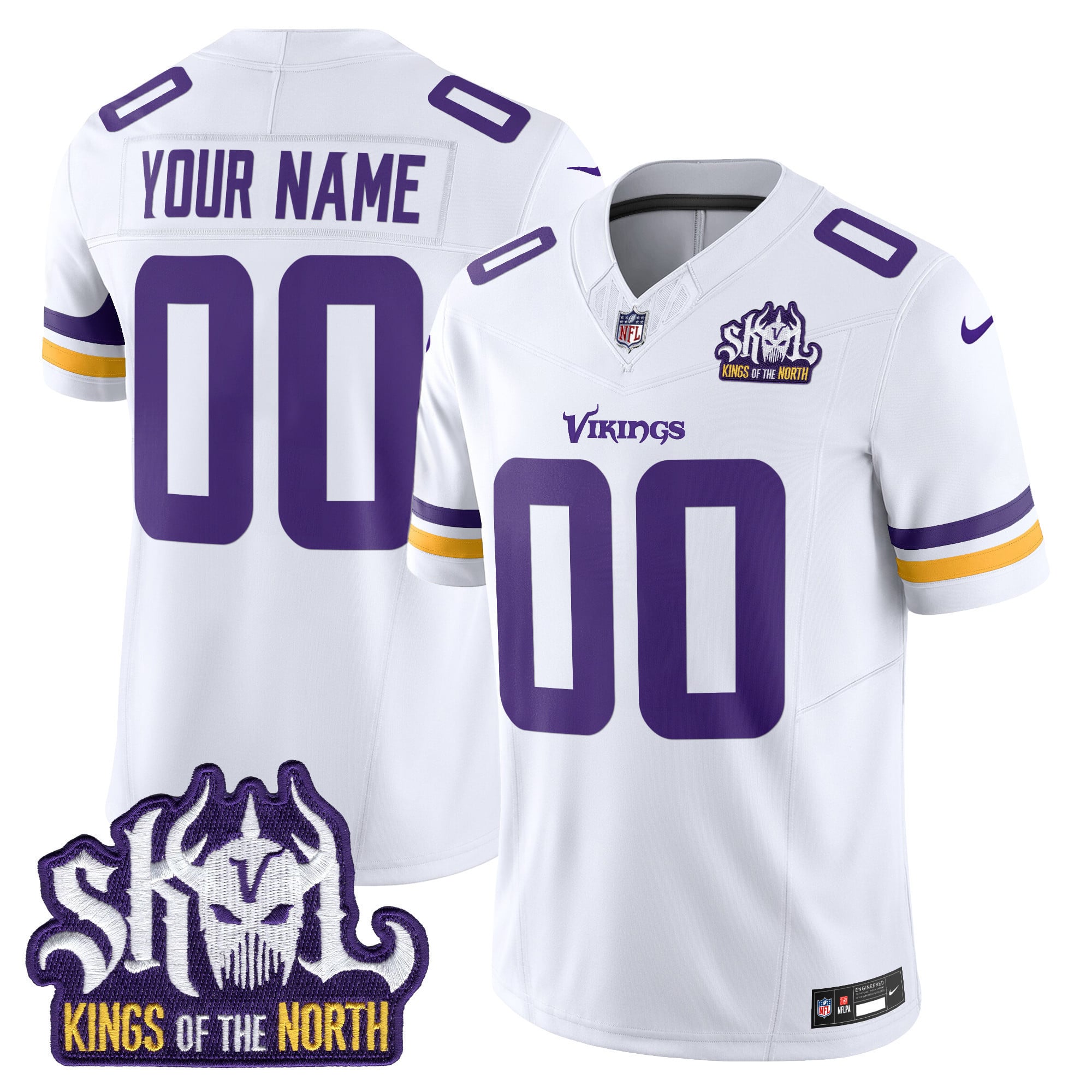 Minnesota Vikings King Of The North Patch Vapor Limited Custom Jersey - All Stitched