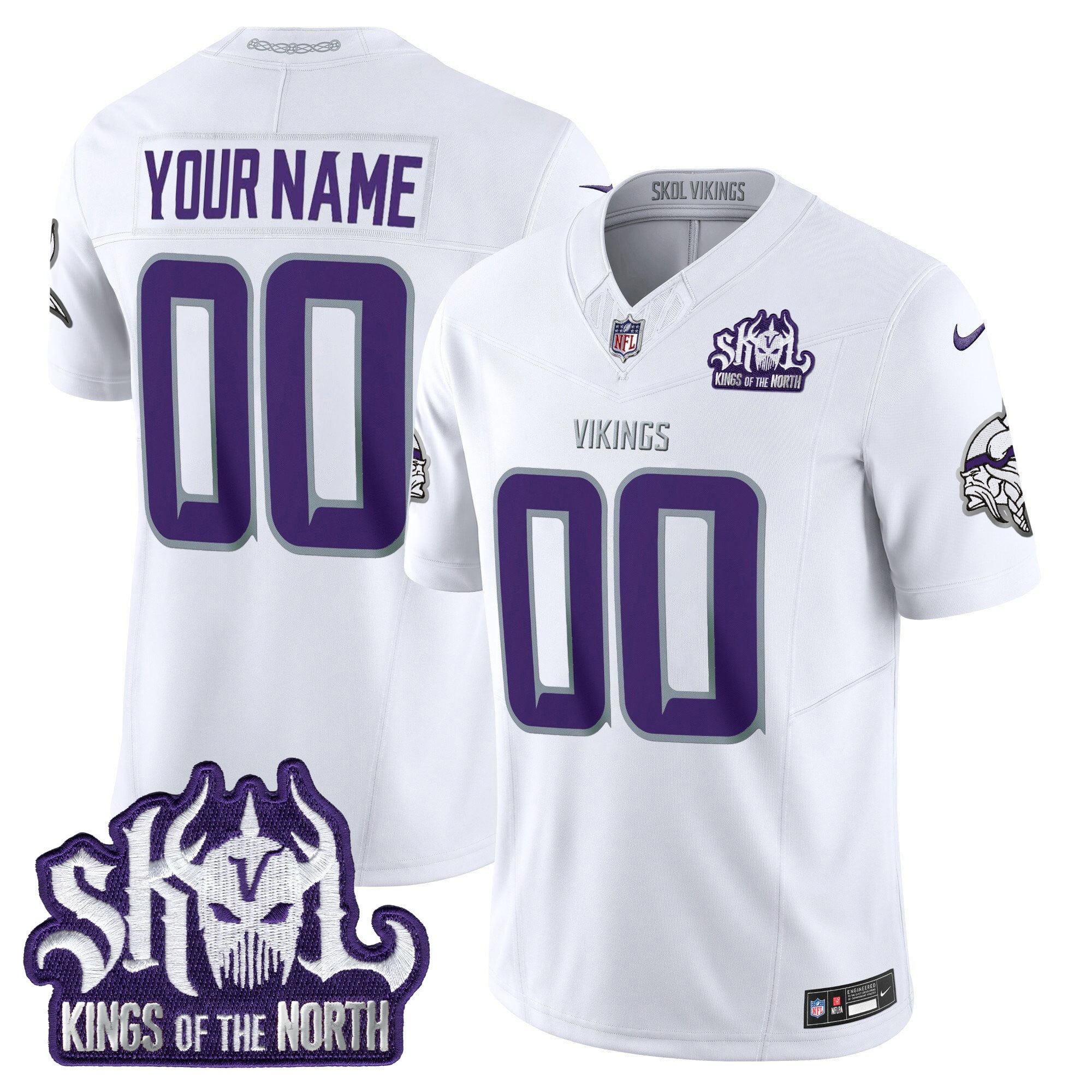 Minnesota Vikings King Of The North Patch Vapor Limited Custom Jersey - All Stitched
