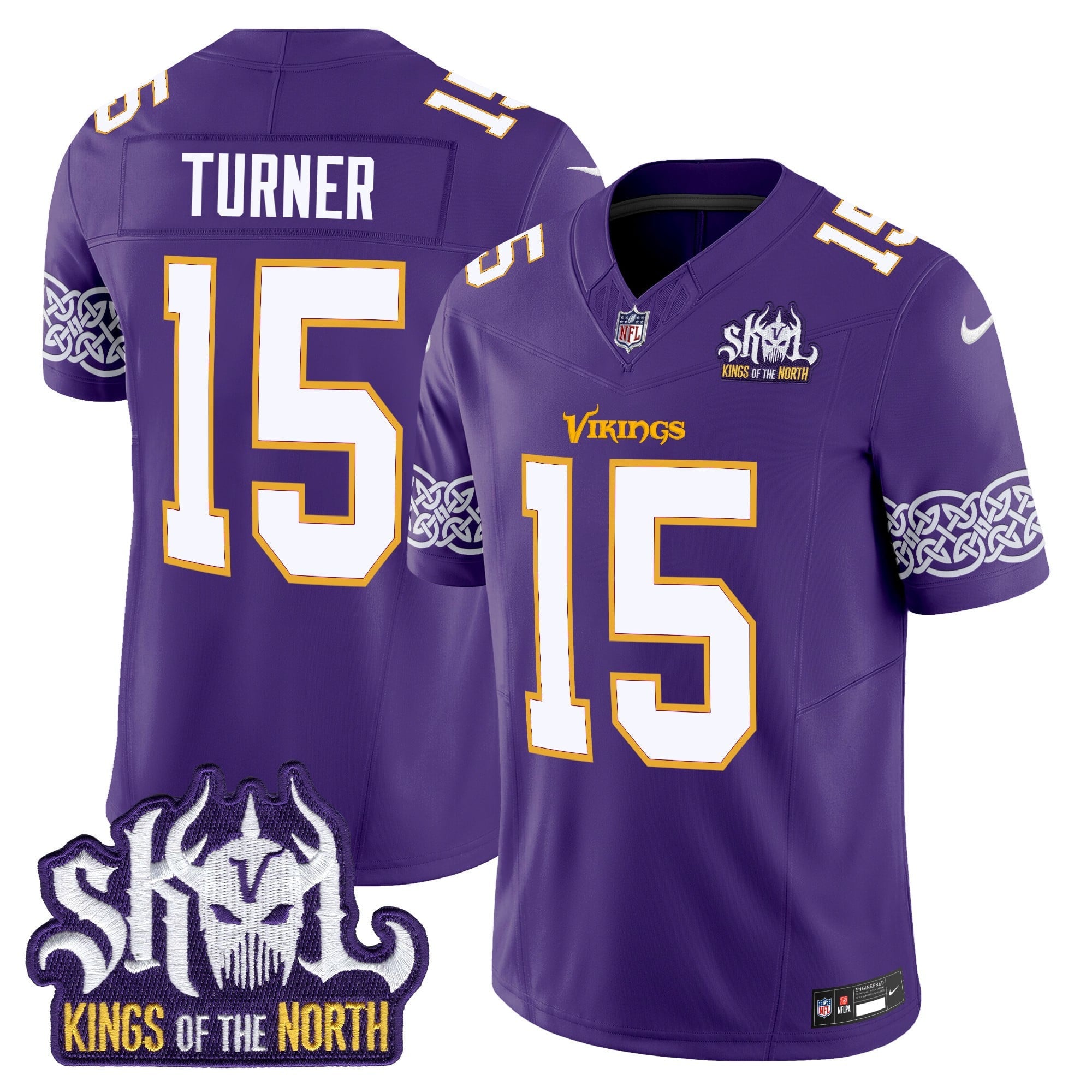 Men's Minnesota Vikings King Of The North Patch Throwback Vapor Limited Jersey V2 - All Stitched