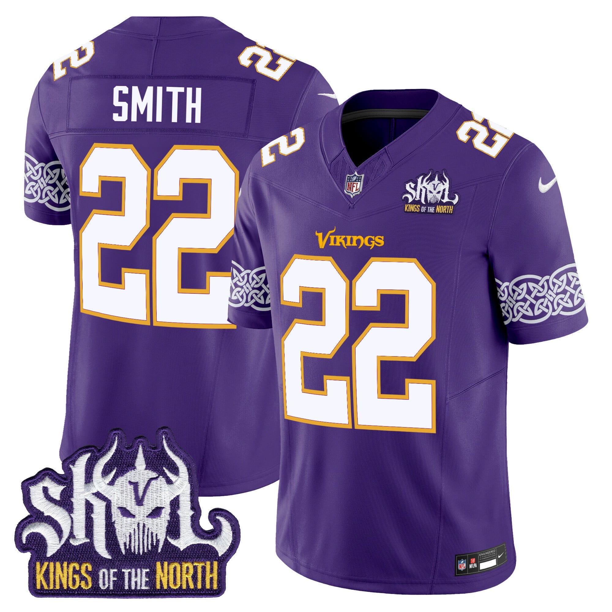 Men's Minnesota Vikings King Of The North Patch Throwback Vapor Limited Jersey V2 - All Stitched