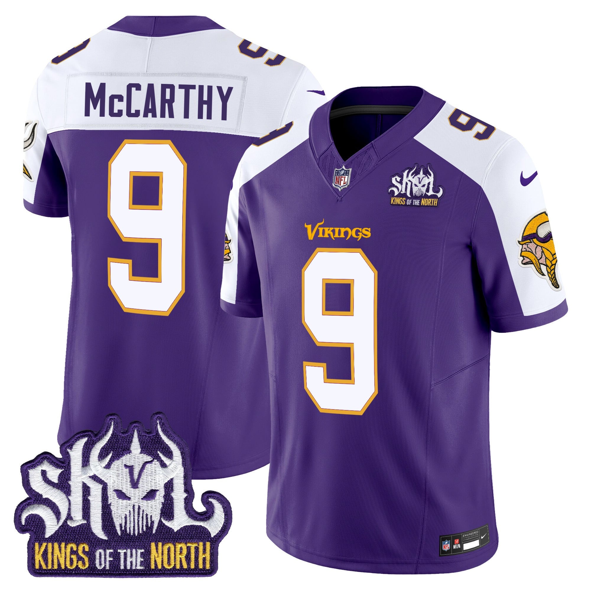 Men's Minnesota Vikings King Of The North Patch Throwback Vapor Limited Jersey V2 - All Stitched