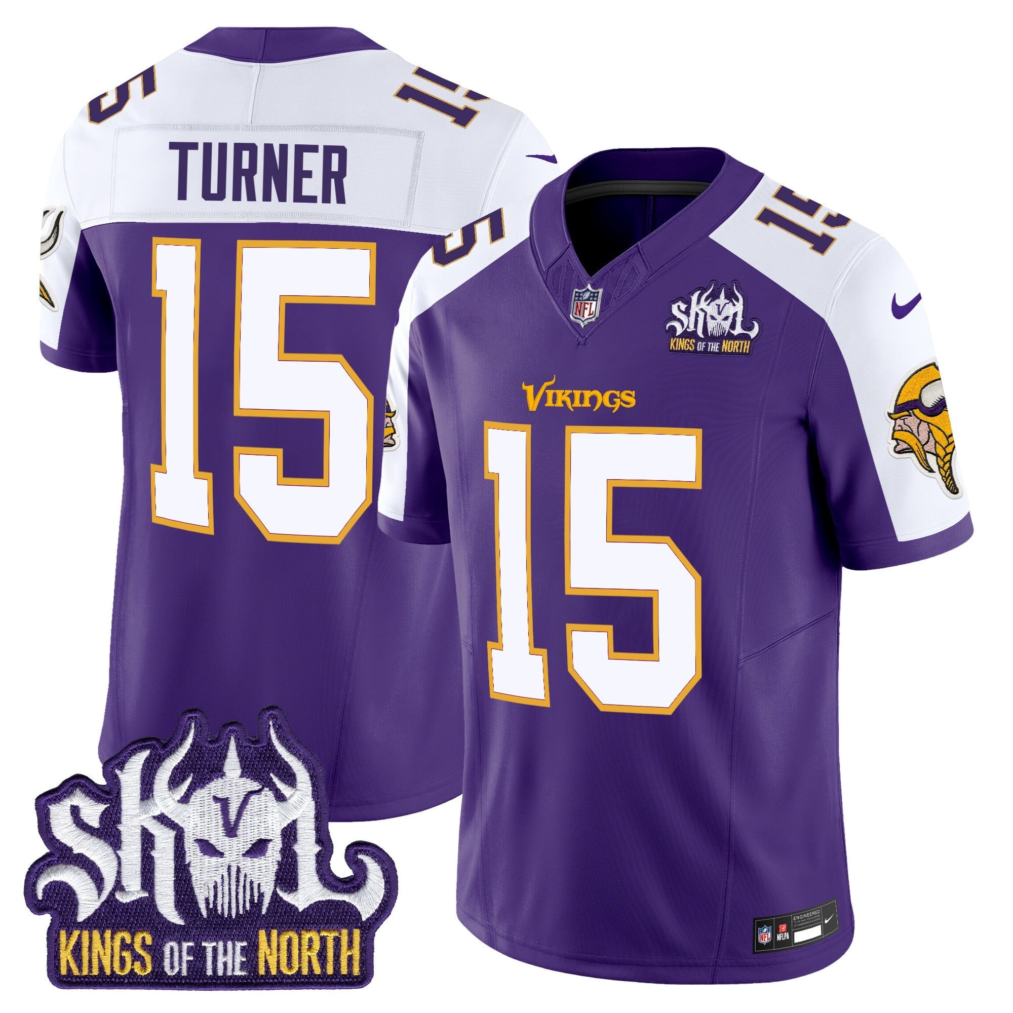 Men's Minnesota Vikings King Of The North Patch Throwback Vapor Limited Jersey V2 - All Stitched