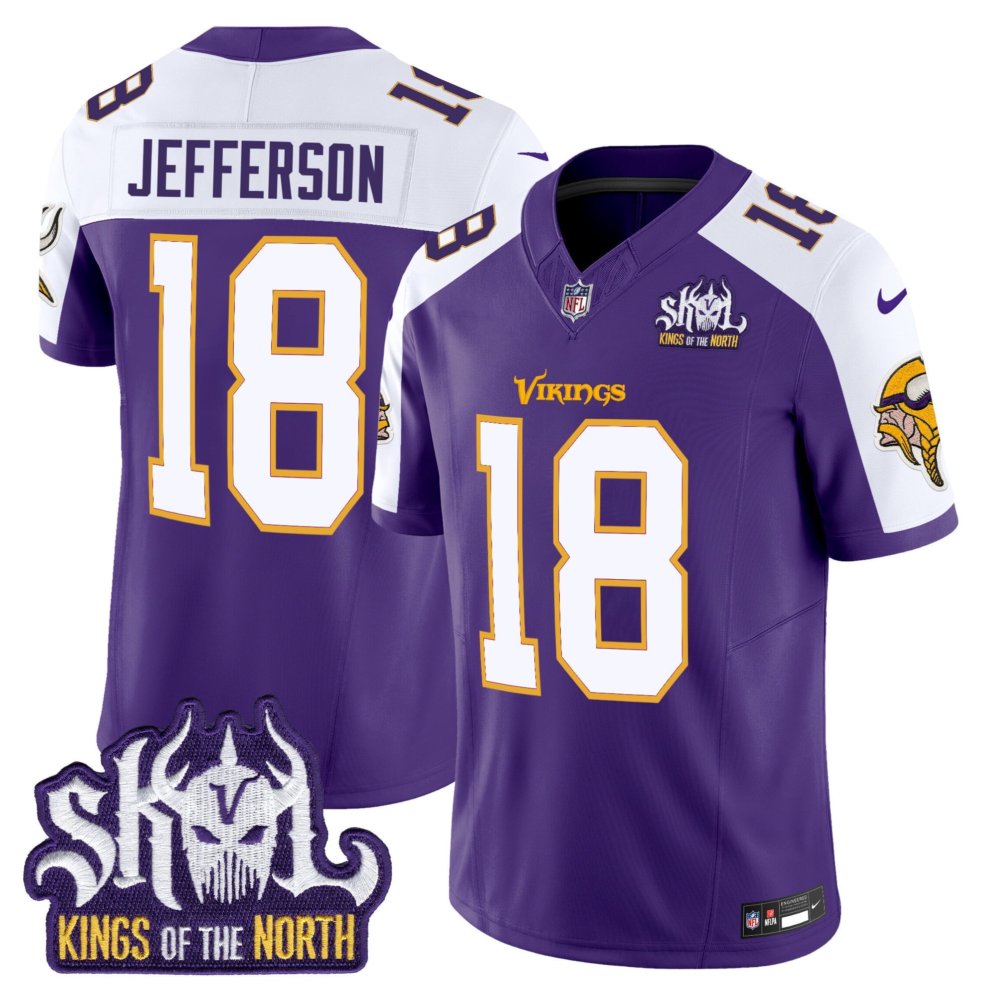 Men's Minnesota Vikings King Of The North Patch Throwback Vapor Limited Jersey - All Stitched
