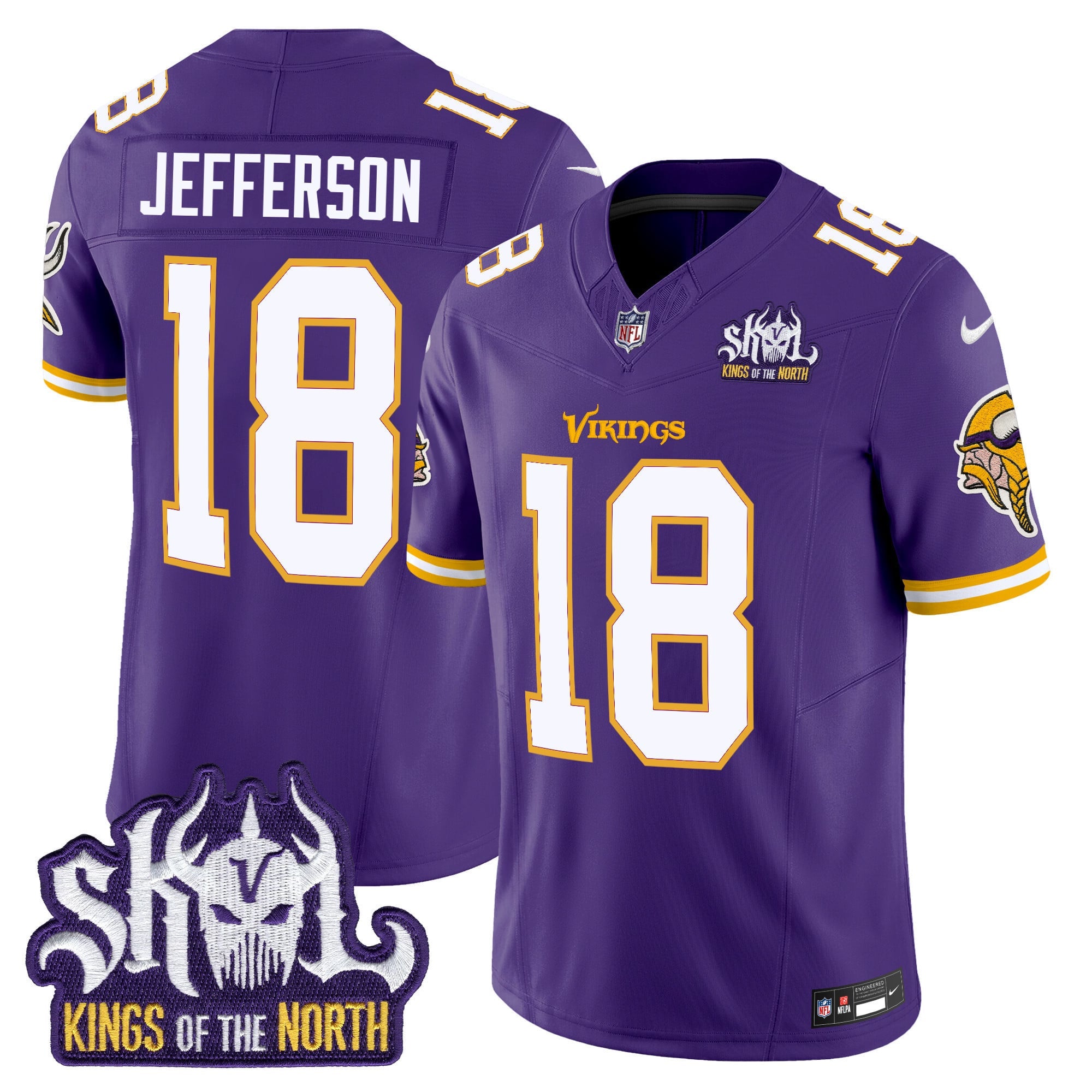 Men's Minnesota Vikings King Of The North Patch Throwback Vapor Limited Jersey - All Stitched