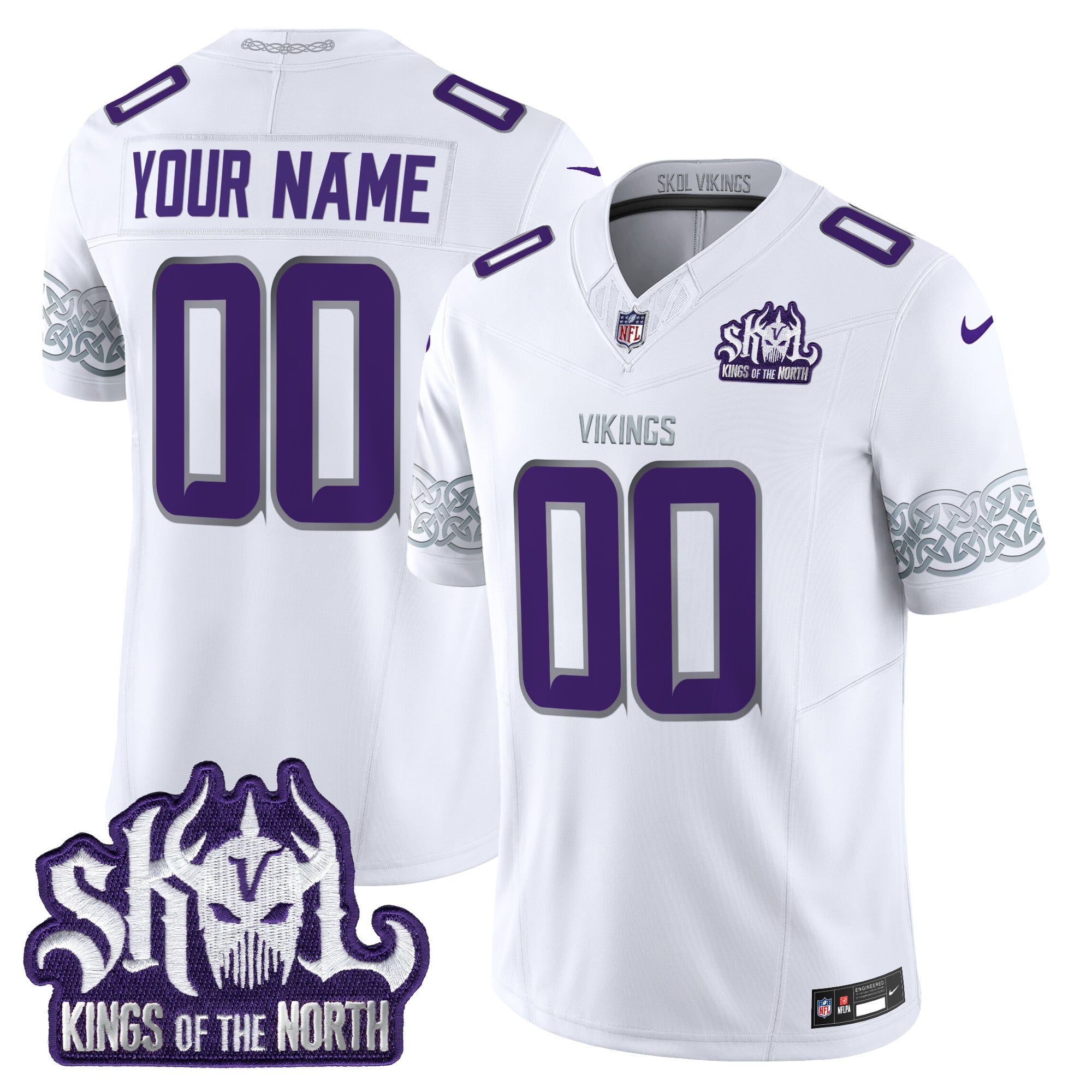 Minnesota Vikings King Of The North Patch Throwback Vapor Limited Custom Jersey V2 - All Stitched