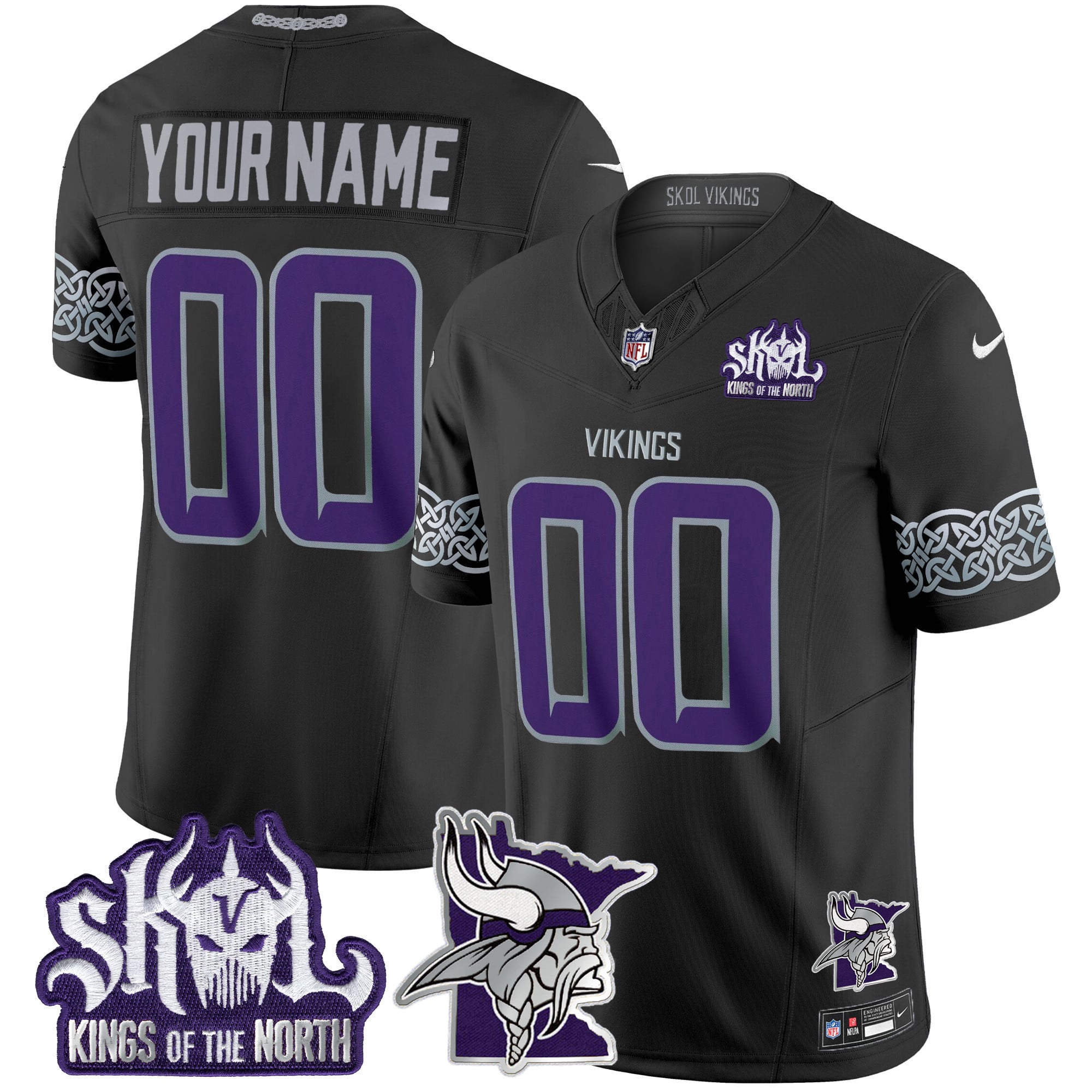 Custom Name/Gender Minnesota Vikings 2024 Winter Warrior Skol Patch Vapor Limited Jersey V2 - All Stitched