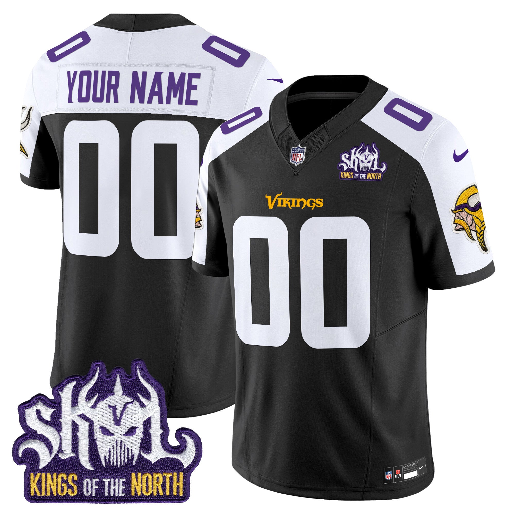 Minnesota Vikings King Of The North Patch Vapor Limited Custom Jersey V2 - All Stitched