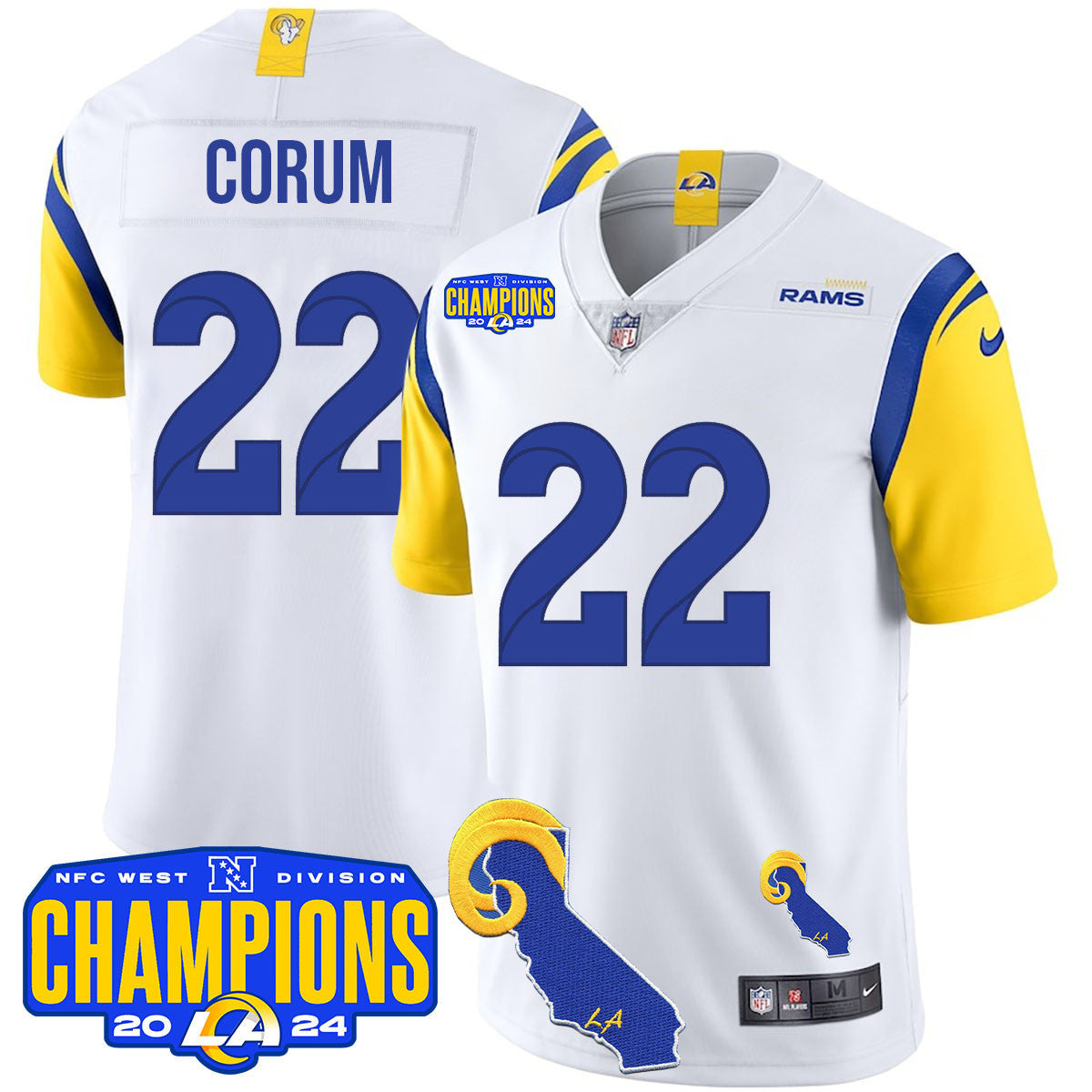 Men's Los Angeles Rams 2024 NFC West Division Champions Jersey - All Stitched