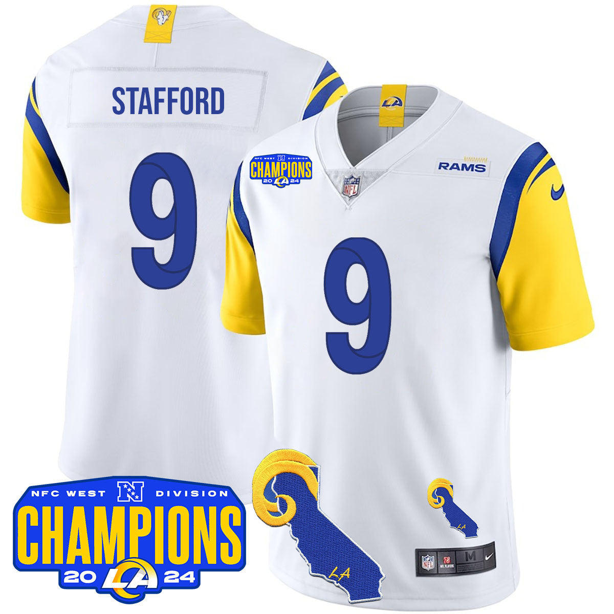 Men's Los Angeles Rams 2024 NFC West Division Champions Jersey - All Stitched
