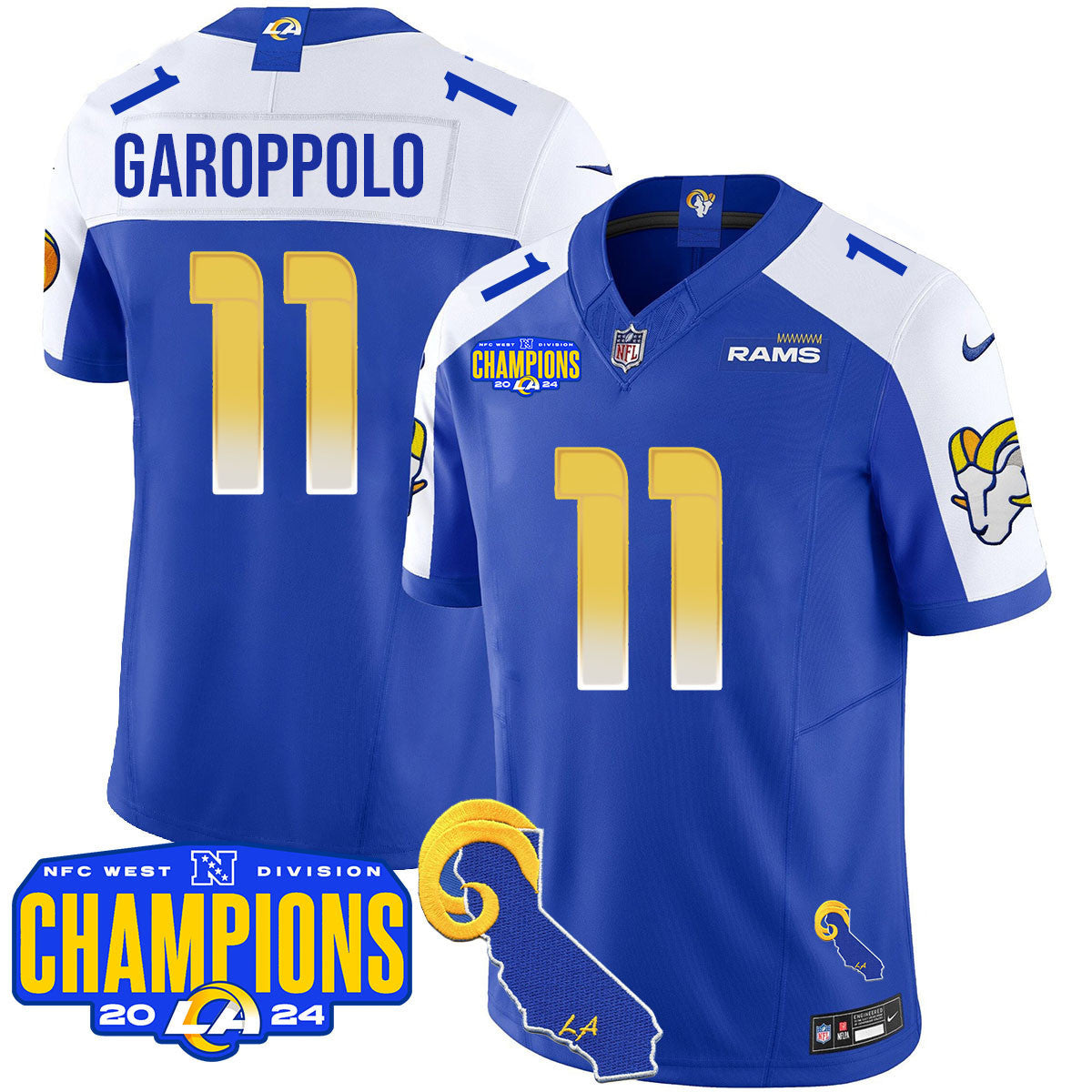 Men's Los Angeles Rams 2024 NFC West Division Champions Jersey - All Stitched