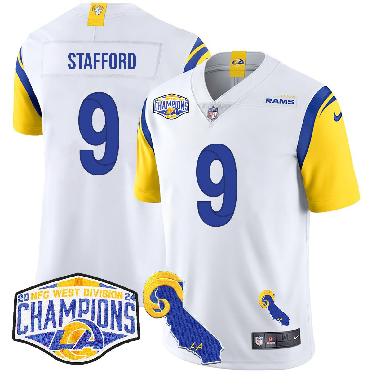 Men's Los Angeles Rams 2024 NFC West Division Champions Jersey N1 - All Stitched