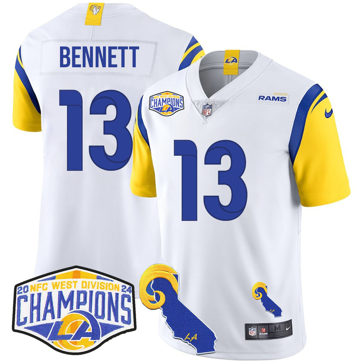 Men's Los Angeles Rams 2024 NFC West Division Champions Jersey N1 - All Stitched