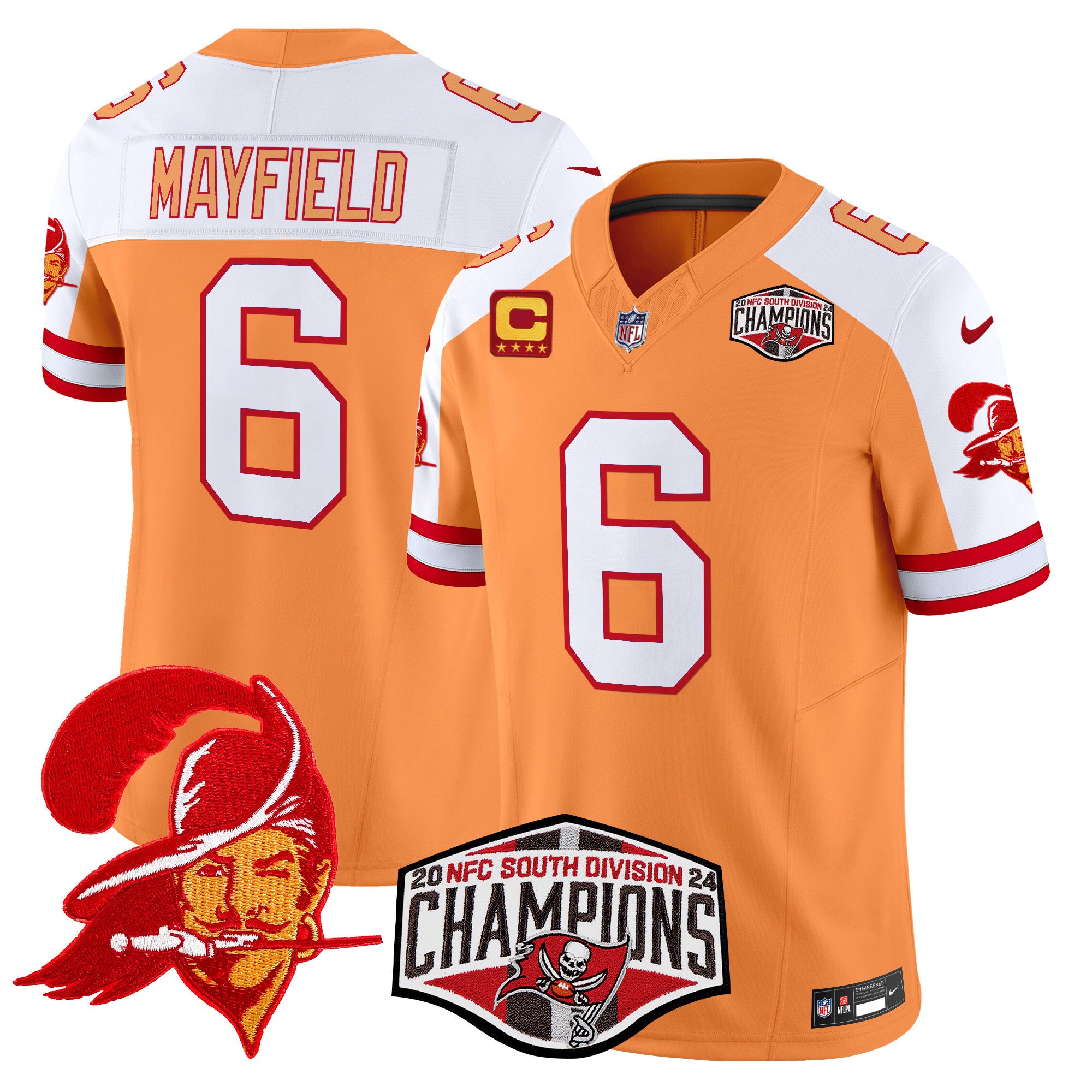 Men's Tampa Bay Buccaneers Throwback 2024 NFC South Division Champions Patch Vapor Limited Jersey - All Stitched