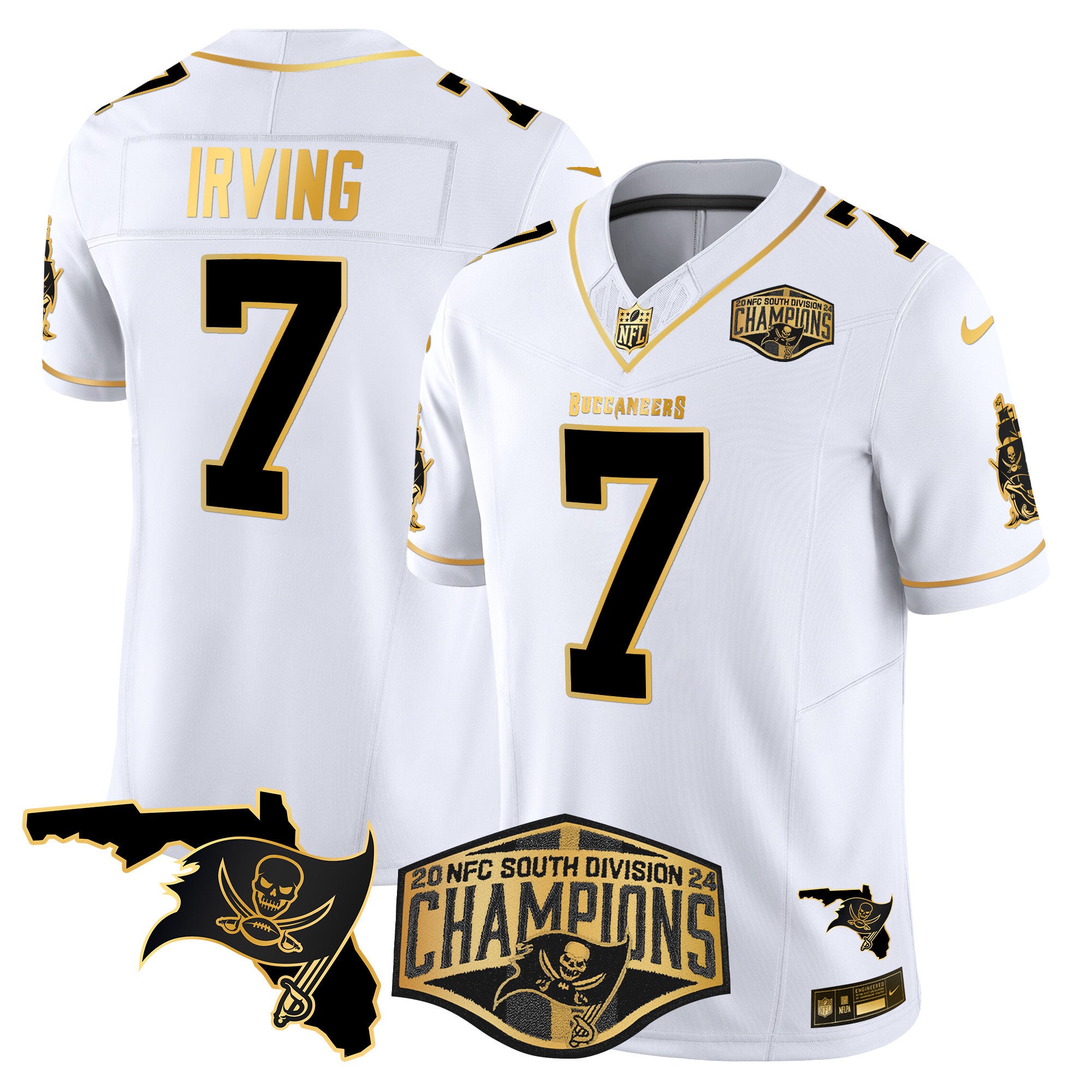 Men's Buccaneers 2024 NFC South Division Champions Patch Gold Vapor Limited Jersey - All Stitched
