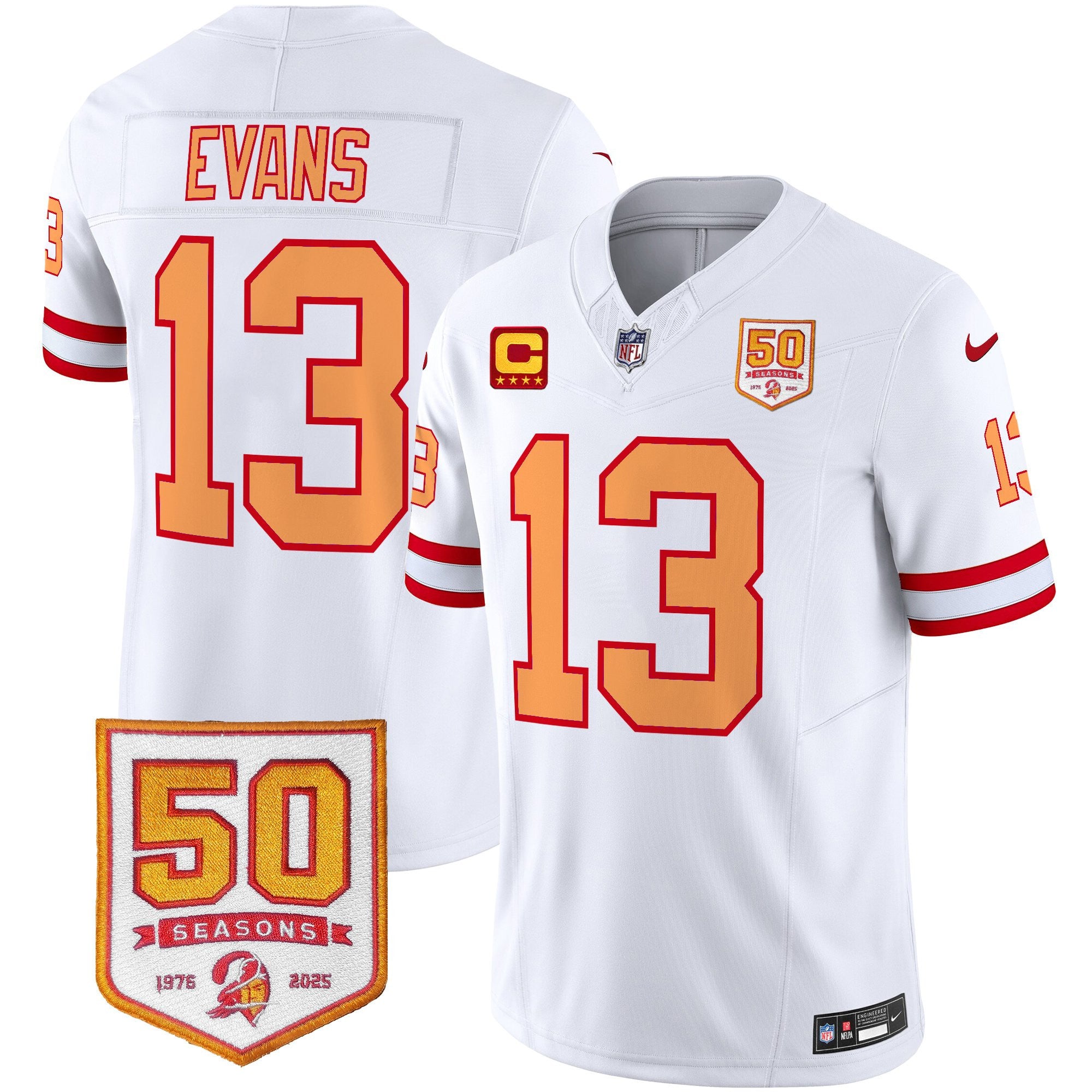 Men's Tampa Bay Buccaneers Throwback 50th Season Patch Vapor Limited Jersey - All Stitched