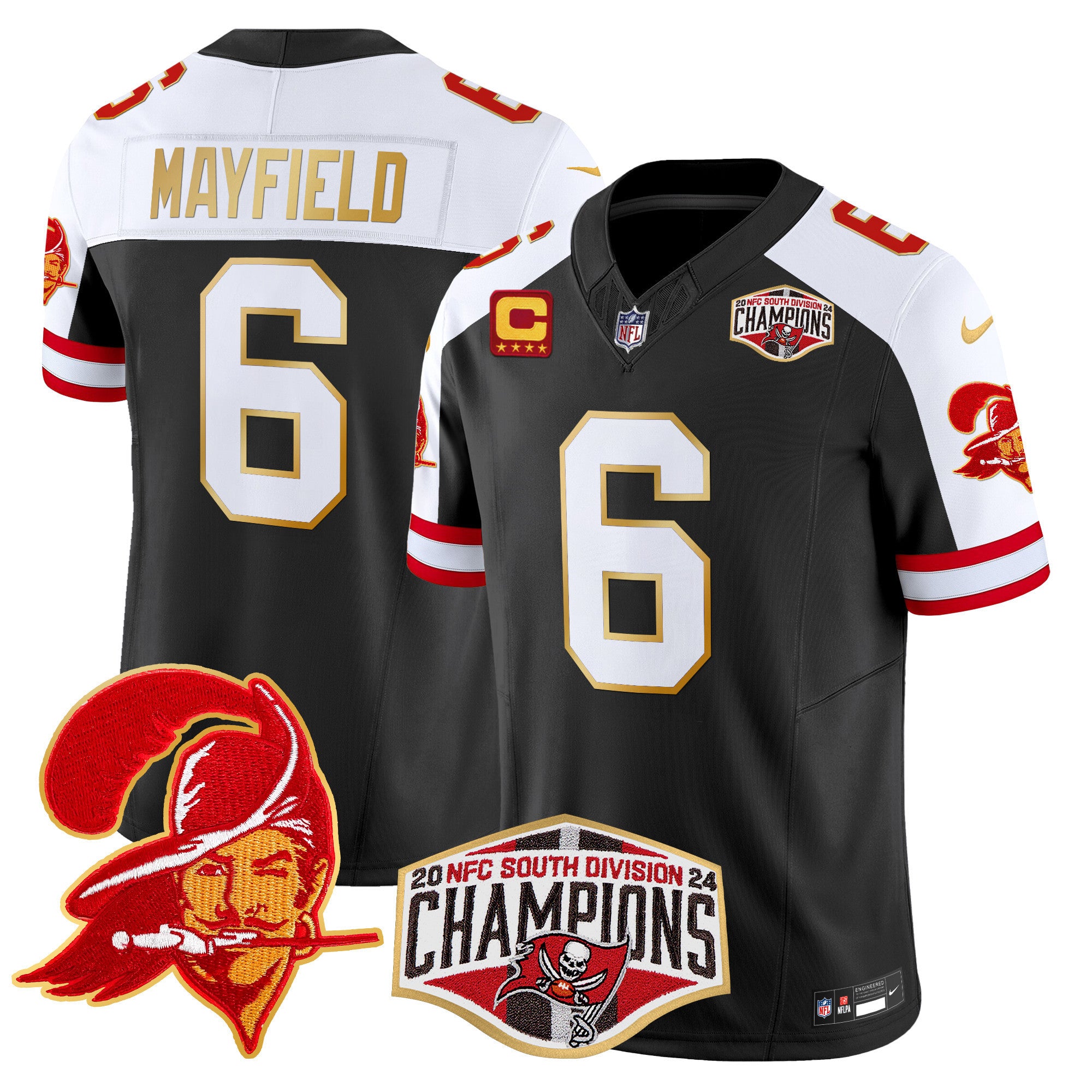Men's Buccaneers Creamsicle 2024 NFC South Division Champions Patch Gold Trim Vapor Limited Jersey - All Stitched