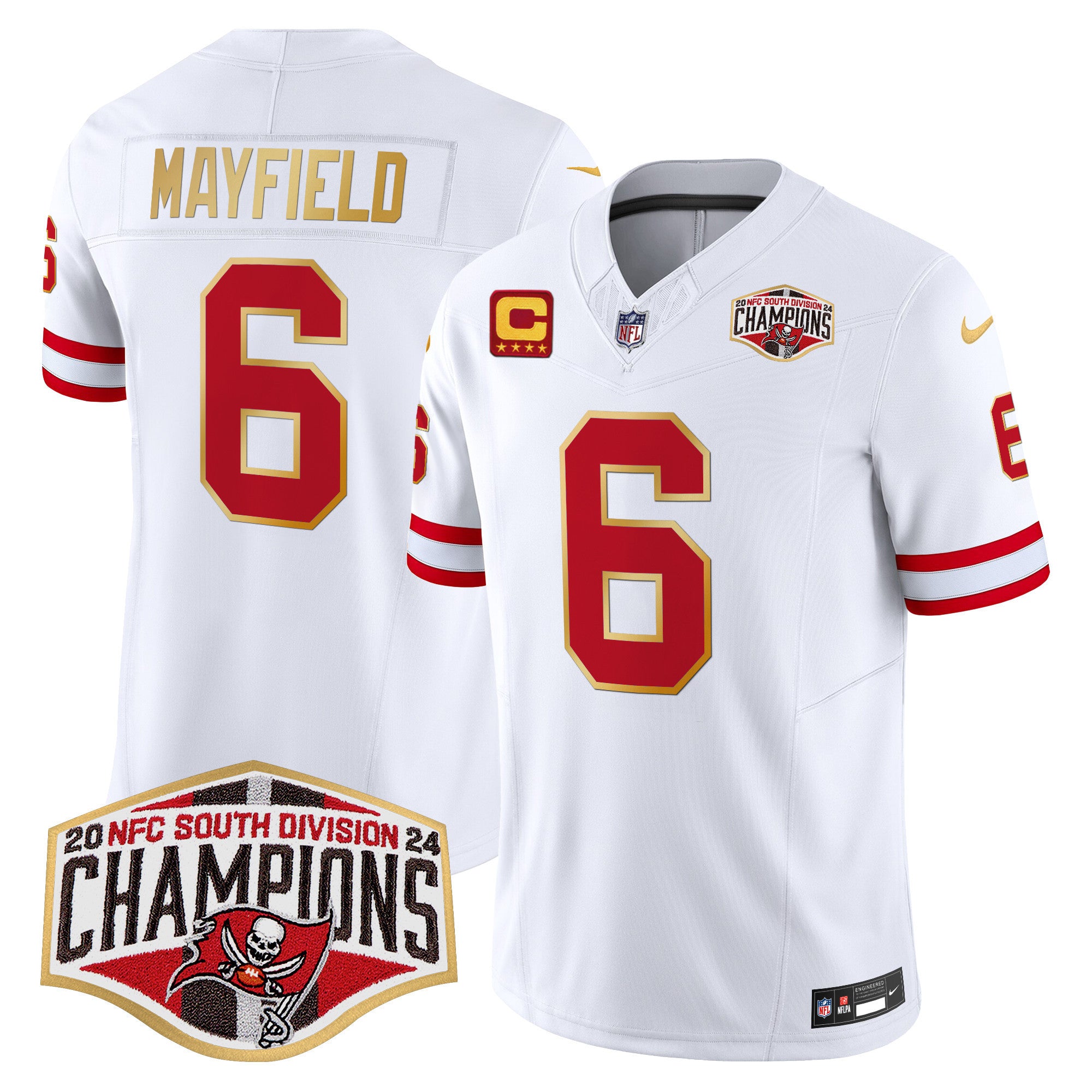 Men's Buccaneers Creamsicle 2024 NFC South Division Champions Patch Gold Trim Vapor Limited Jersey - All Stitched