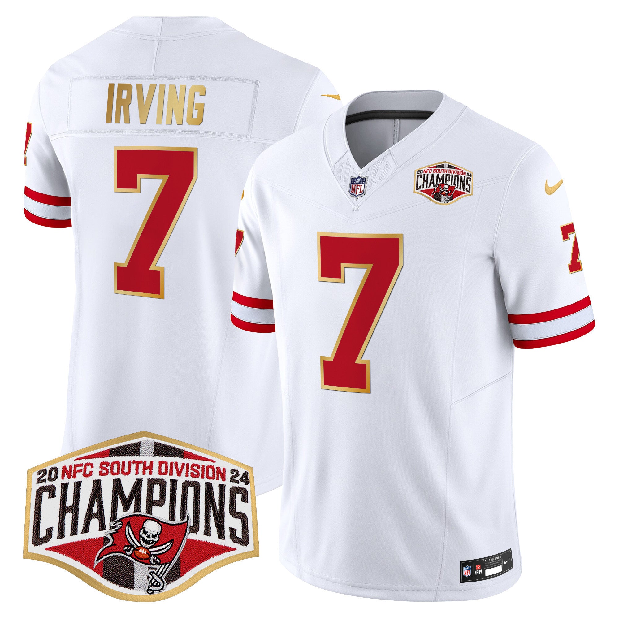 Men's Buccaneers Creamsicle 2024 NFC South Division Champions Patch Gold Trim Vapor Limited Jersey - All Stitched