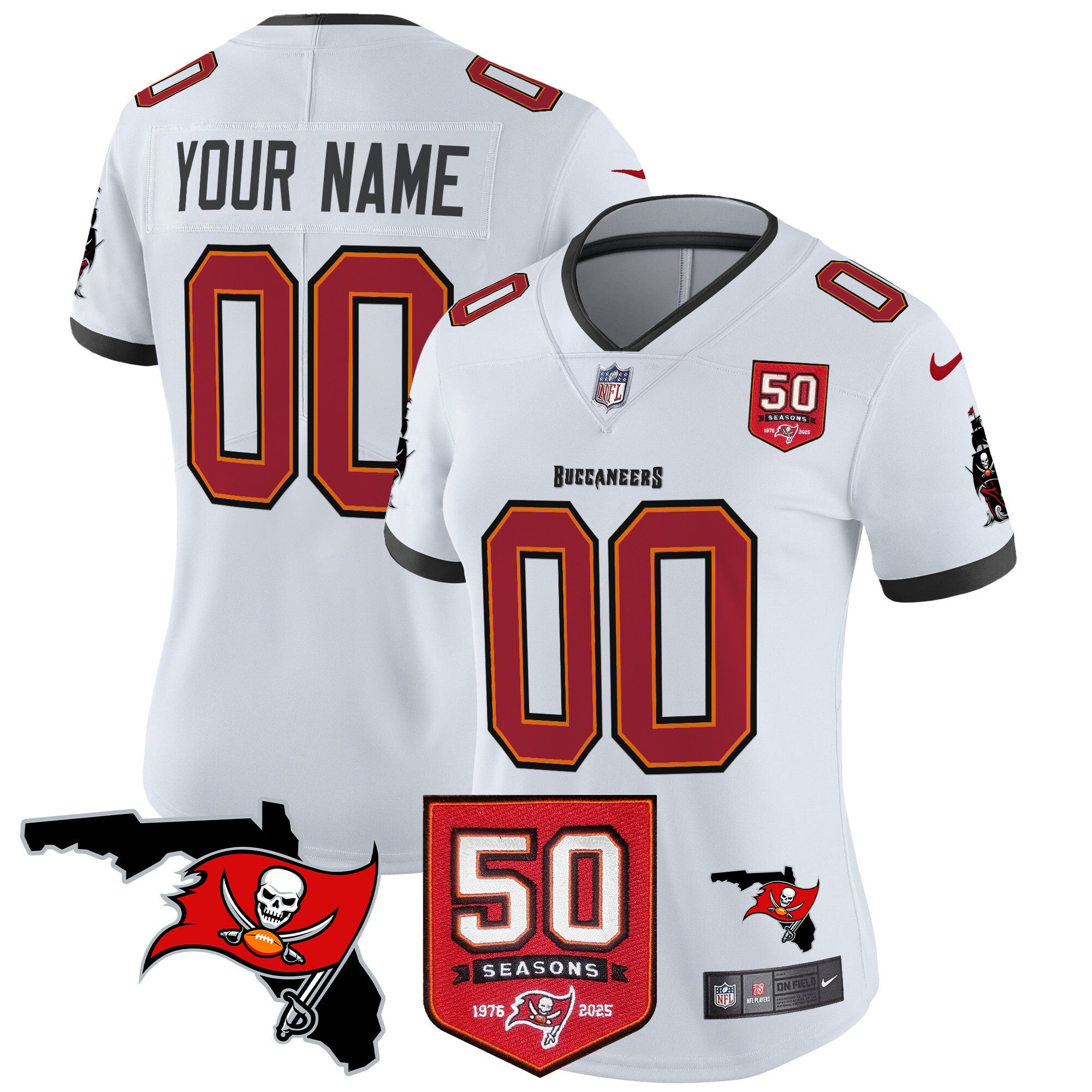 Tampa Bay Buccaneers 50th Season Patch Vapor Limited Custom Jersey - All Stitched