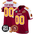 Washington Redskins 75th & Sean Taylor Patch Vapor Limited Custom Jersey - All Stitched