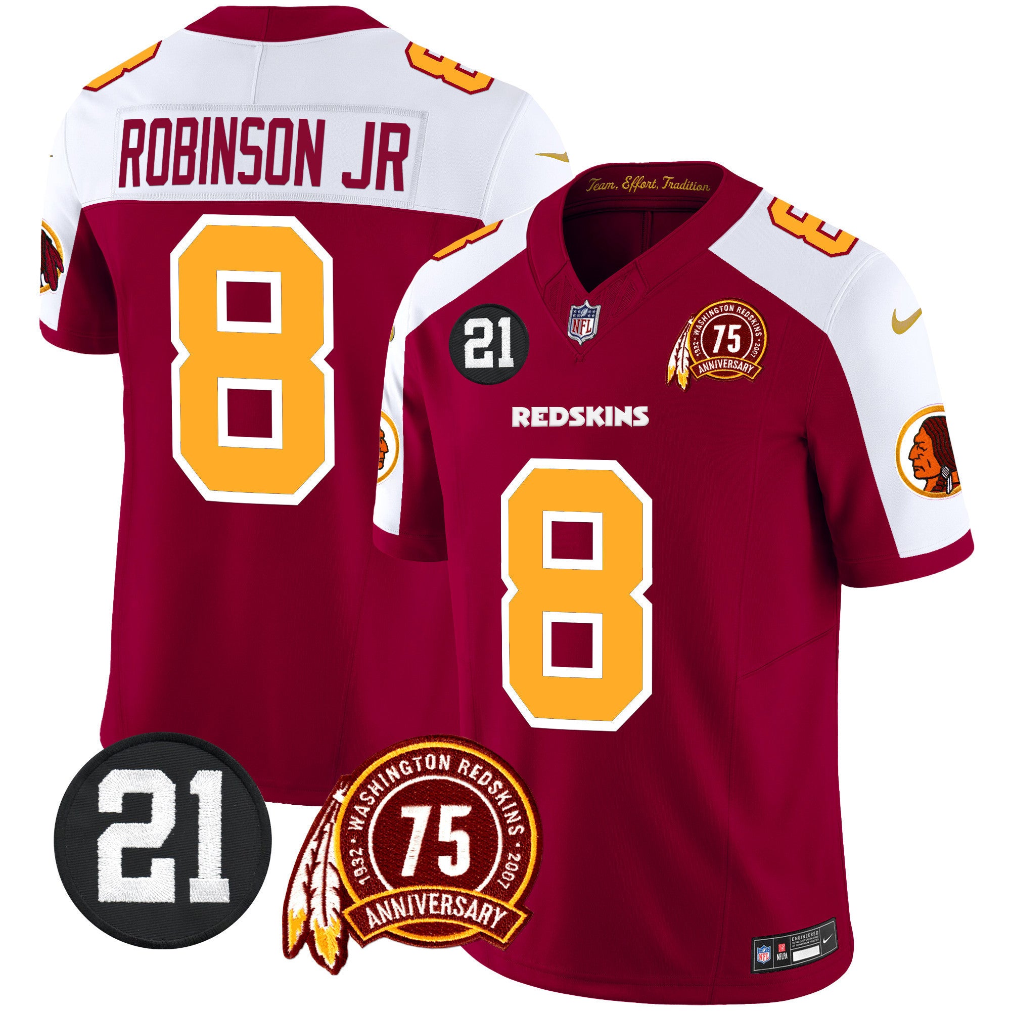 Men's Washington Redskins 75th & Sean Taylor Patch Vapor Limited Jersey - All Stitched