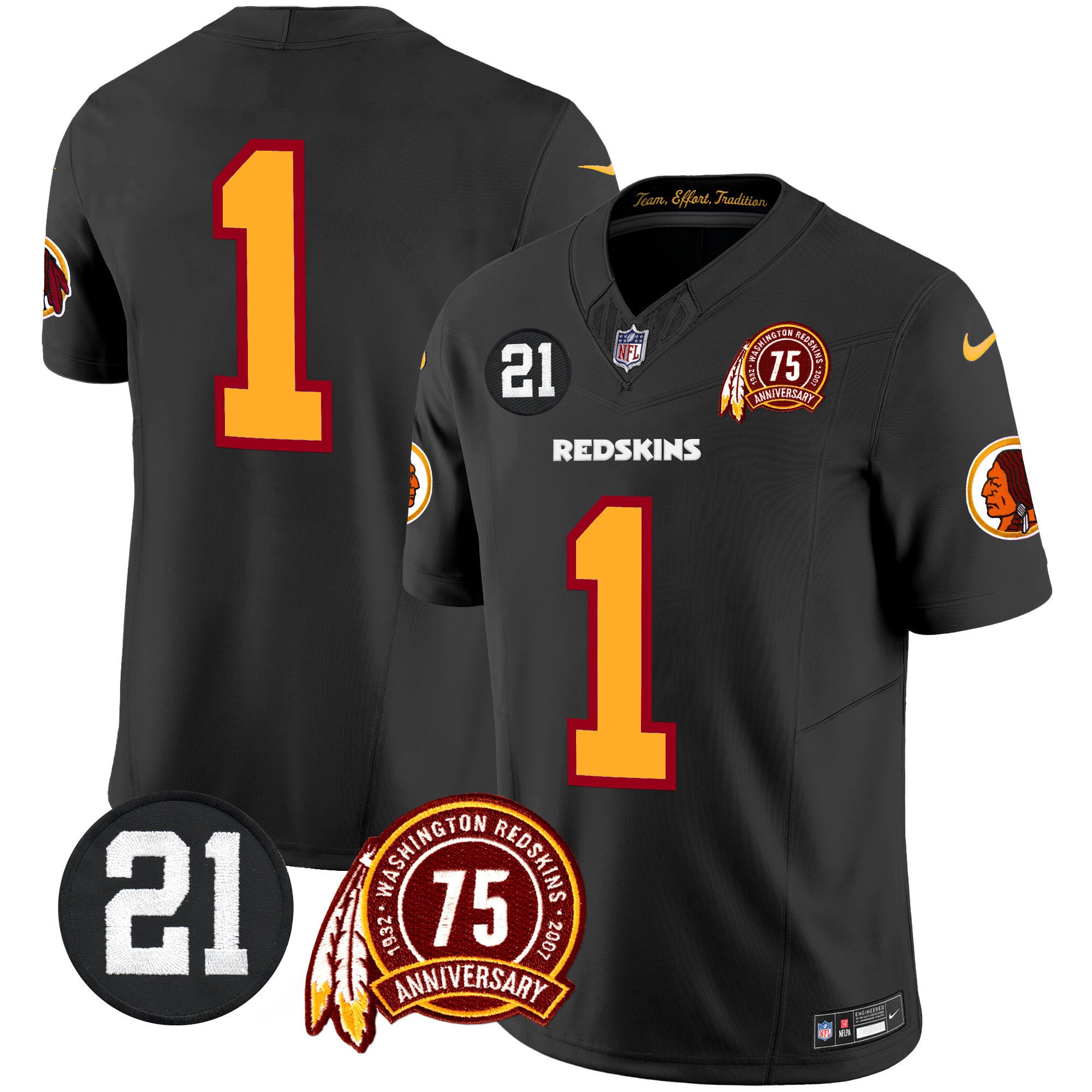 Men's Washington Redskins 75th & Sean Taylor Patch Vapor Limited Jersey - All Stitched