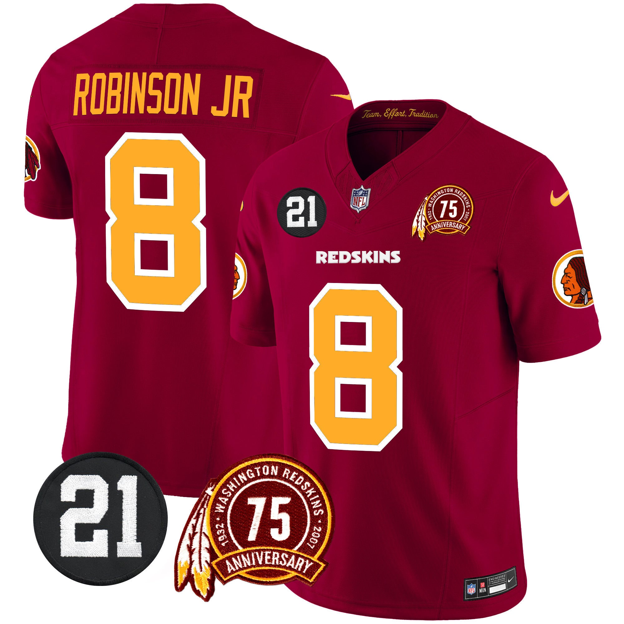 Men's Washington Redskins 75th & Sean Taylor Patch Vapor Limited Jersey - All Stitched