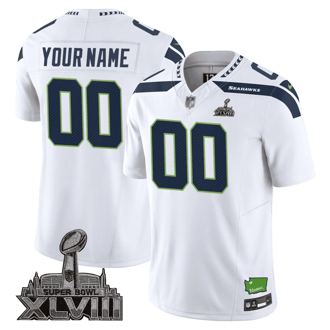 Men's Seattle Seahawks Limited Jersey - SB XLVIII + Washington Home Patch